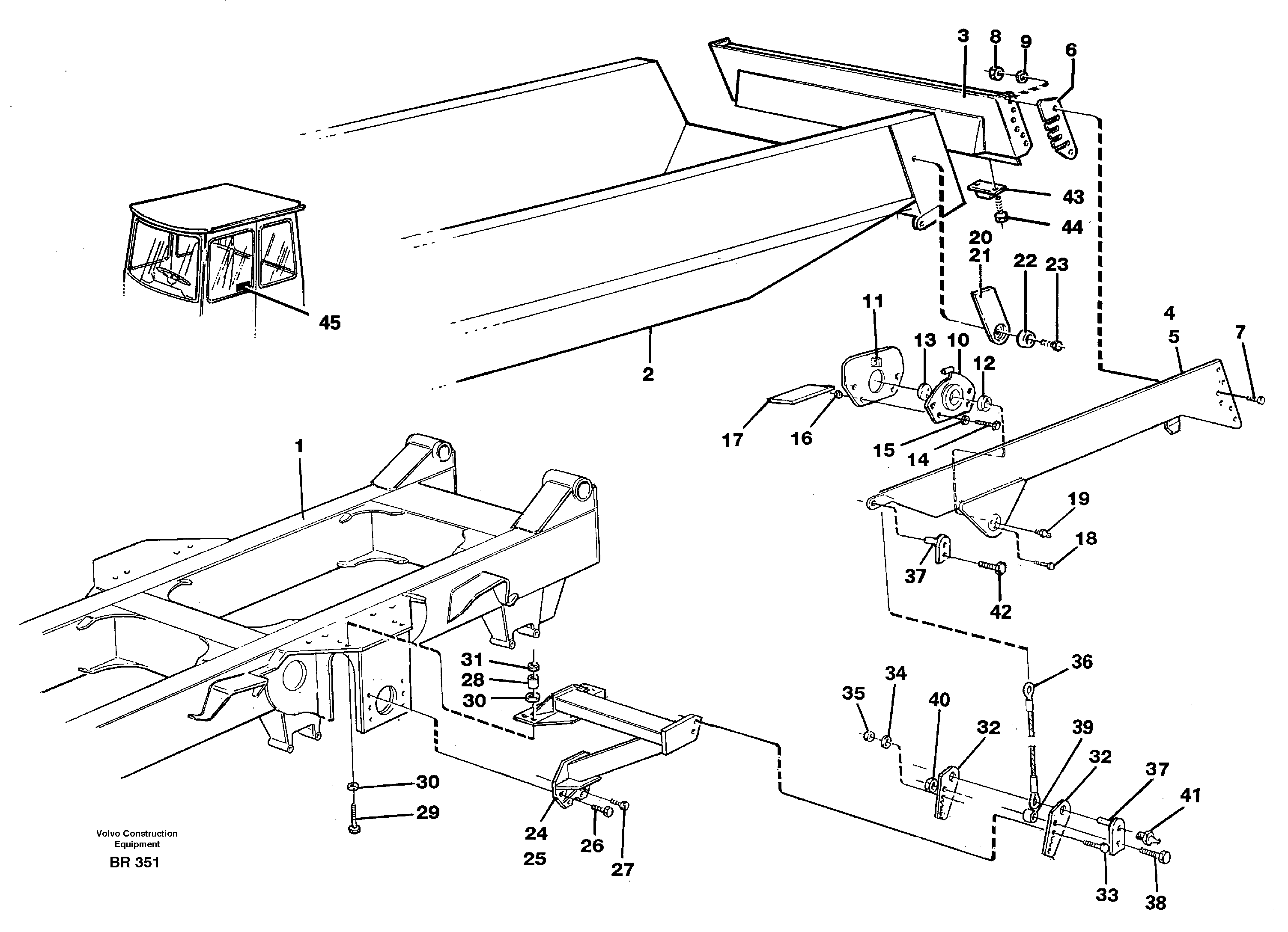 Схема запчастей Volvo A40 - 60512 Overhung tailgate A40 SER NO 1201-, SER NO USA 60101-