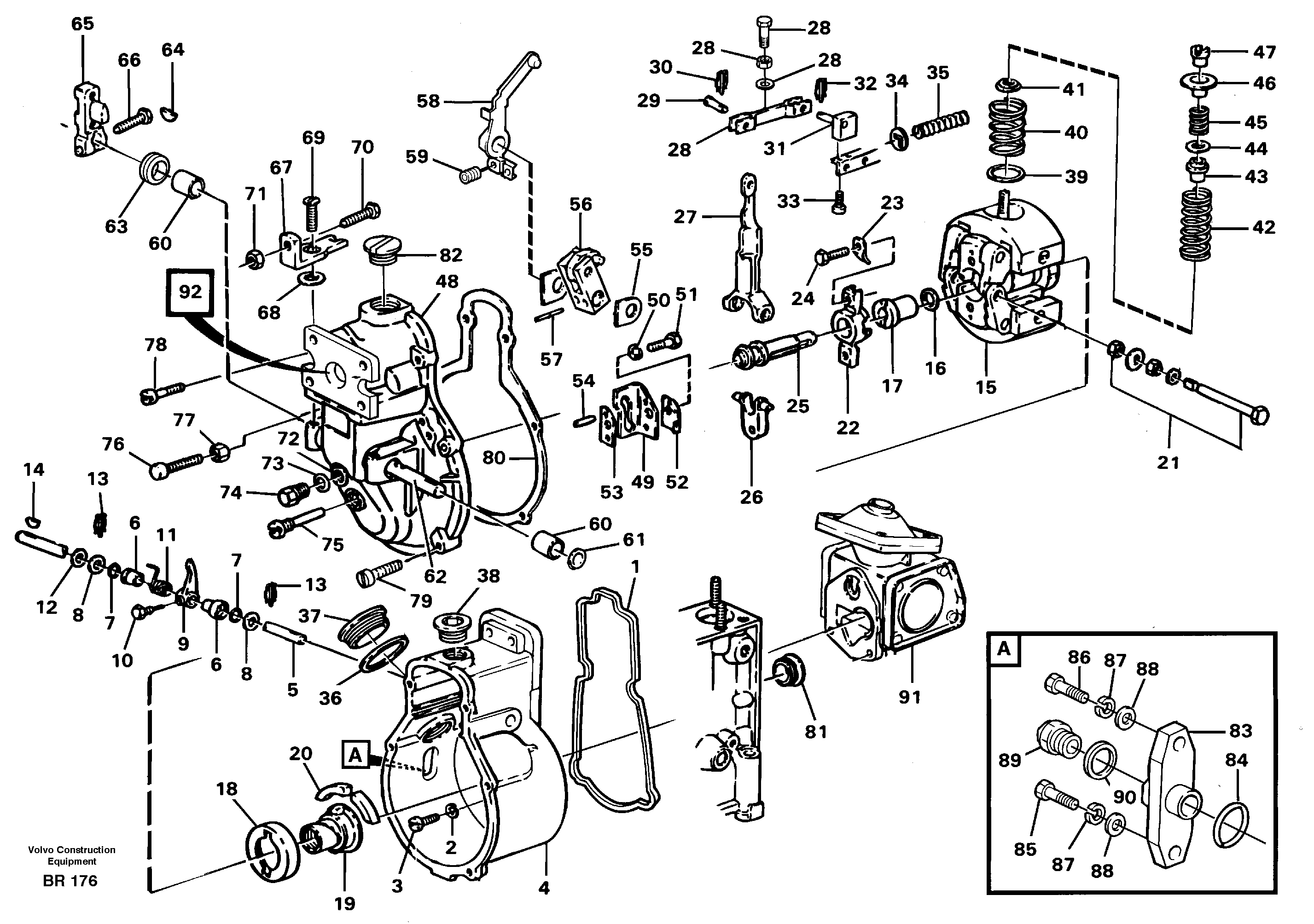 Схема запчастей Volvo A40 - 58912 Centrifugal governor A40 SER NO 1201-, SER NO USA 60101-