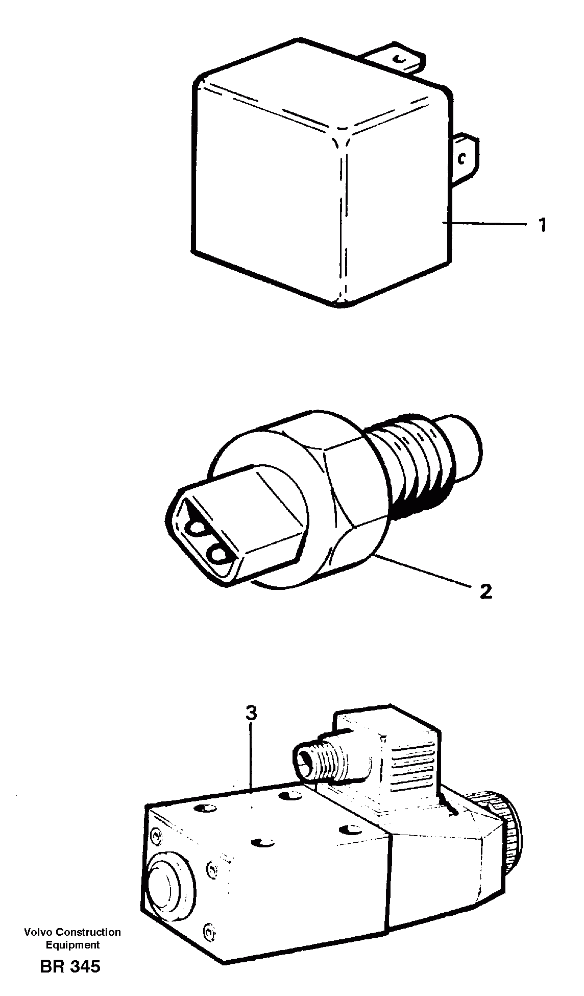 Схема запчастей Volvo A40 - 60985 Relays, sensors and solenoid valves. Referens list A40 SER NO 1201-, SER NO USA 60101-