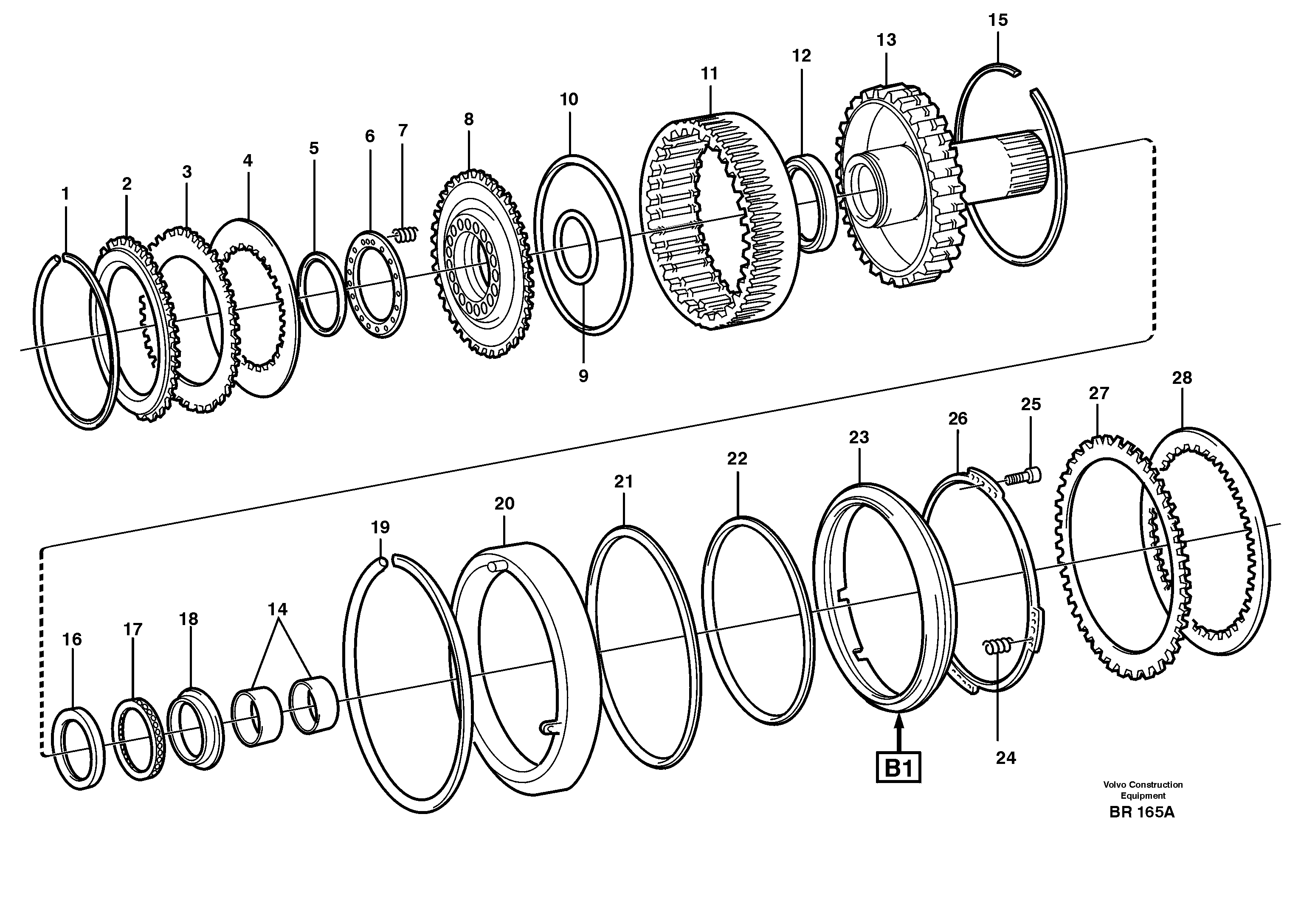 Схема запчастей Volvo A40 - 81730 Clutch and brake A40 SER NO 1201-, SER NO USA 60101-