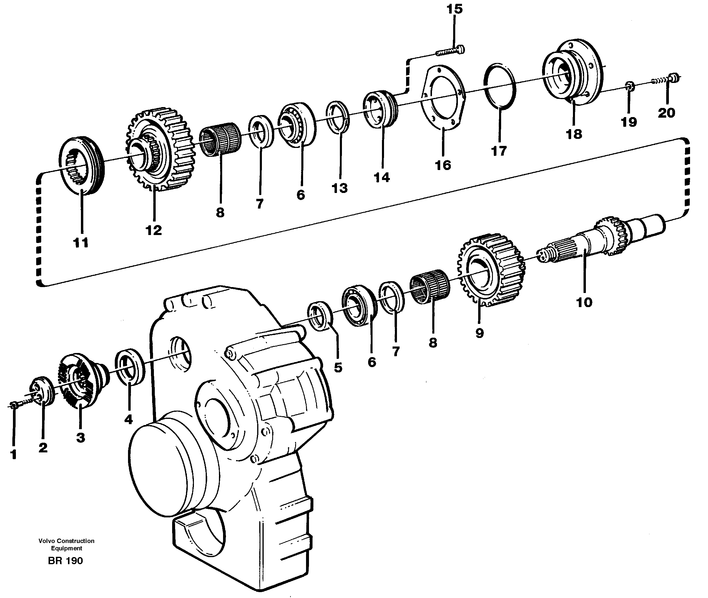 Схема запчастей Volvo A40 - 44735 Upper shaft A40 SER NO 1201-, SER NO USA 60101-