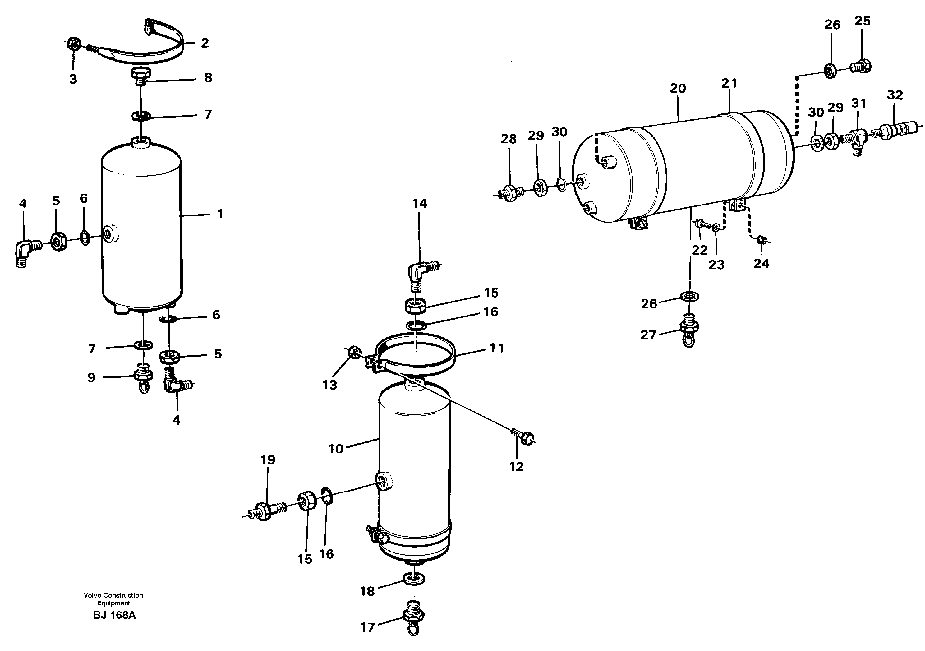 Схема запчастей Volvo A30C - 86750 Compressed-air reservoir with fitting parts A30C VOLVO BM VOLVO BM A30C SER NO - 2320/- 2275, USA