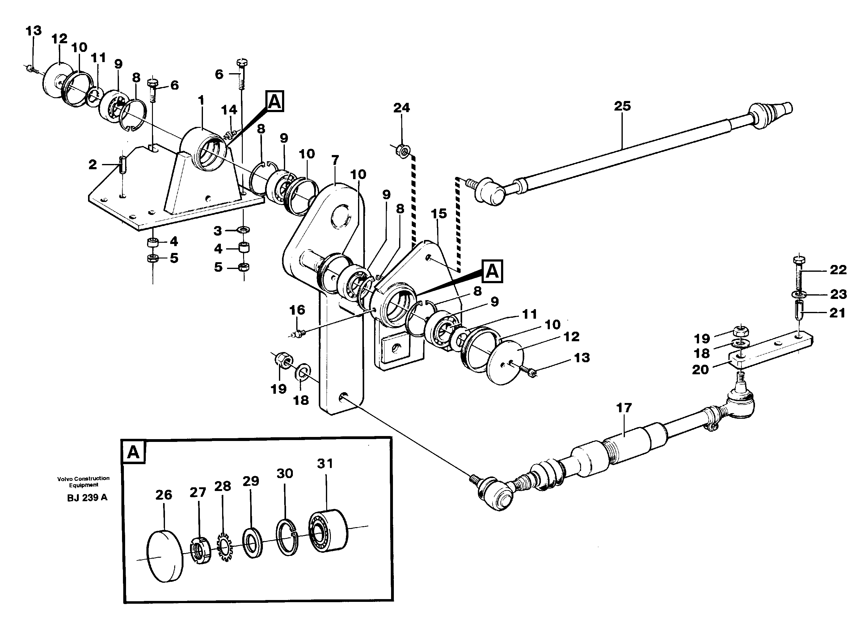 Схема запчастей Volvo A30C - 59374 Steering linkage A30C VOLVO BM VOLVO BM A30C SER NO - 2320/- 2275, USA