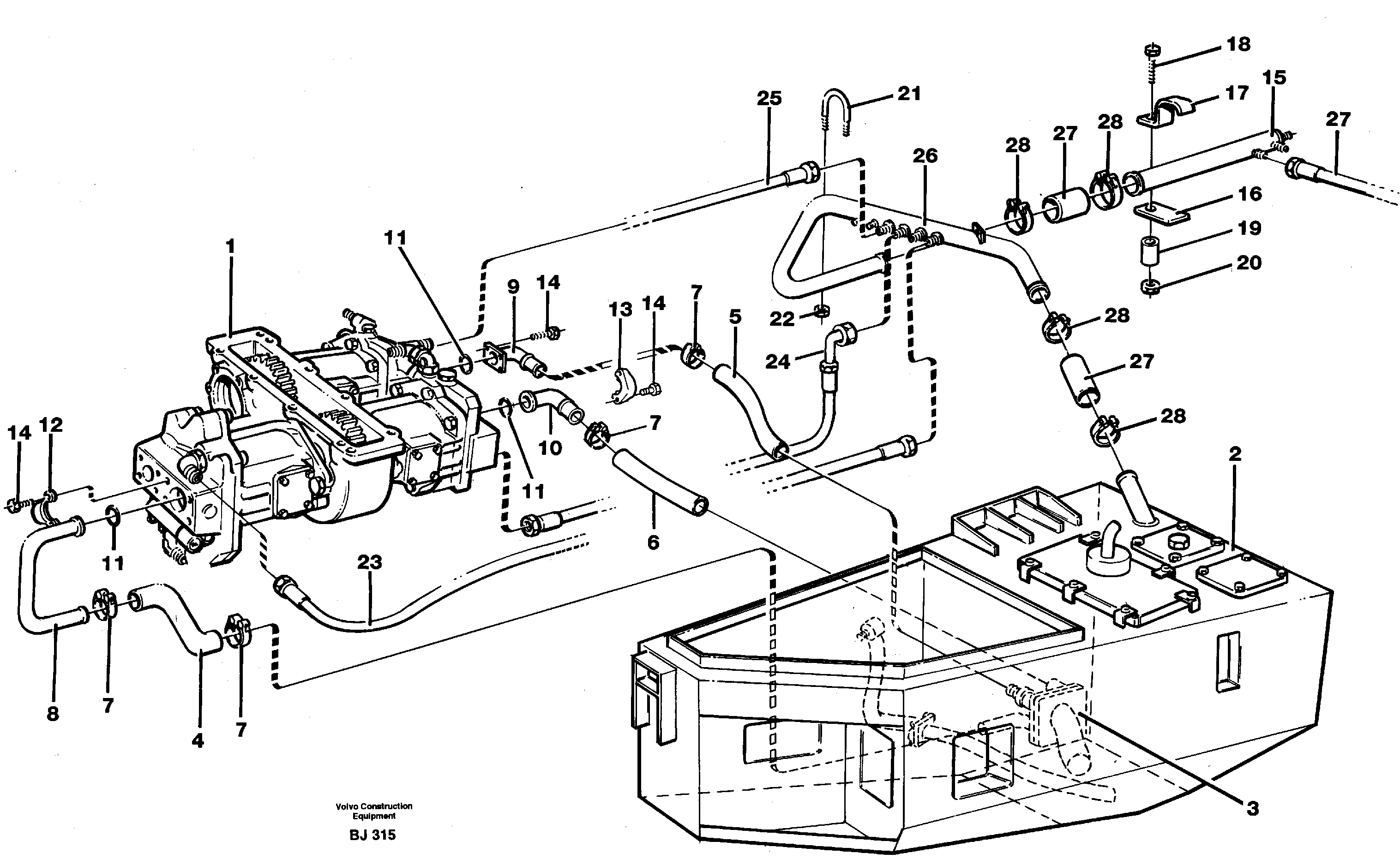 Схема запчастей Volvo A30C - 84421 Hydraulic system, motor unit A30C VOLVO BM VOLVO BM A30C SER NO - 2320/- 2275, USA
