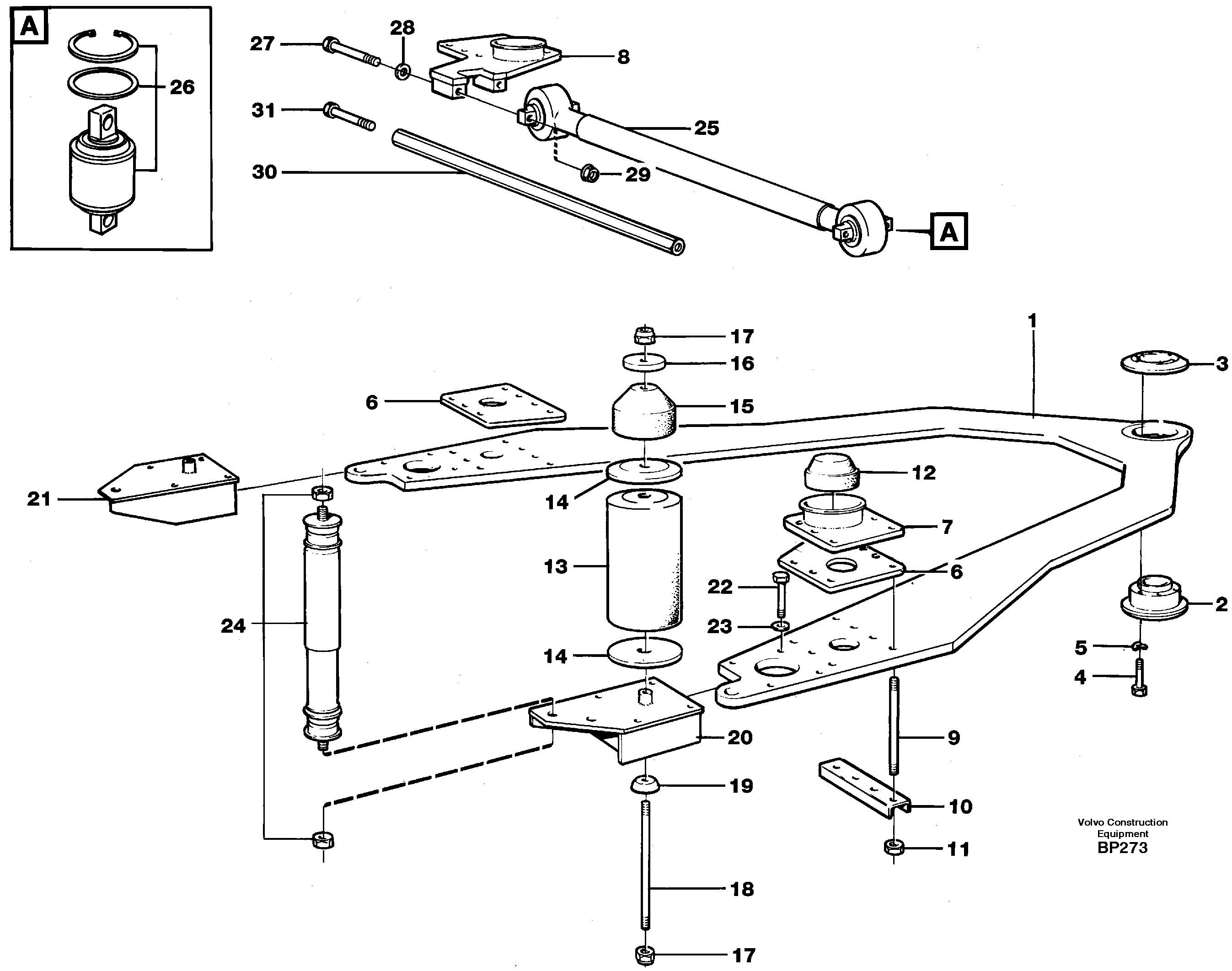 Схема запчастей Volvo A30C - 34884 Front axle suspension A30C