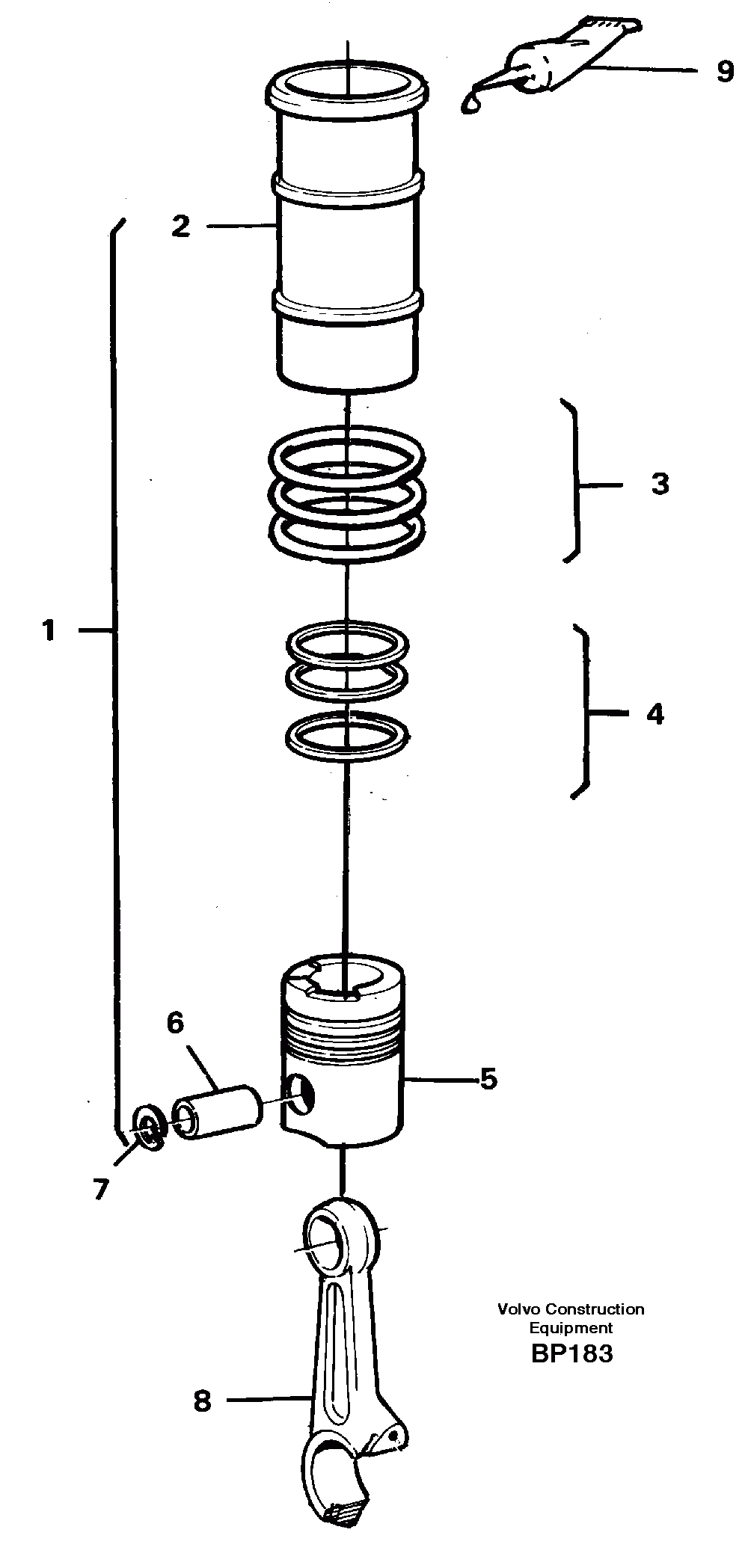 Схема запчастей Volvo A30C - 15333 Cylinder liner, piston A30C