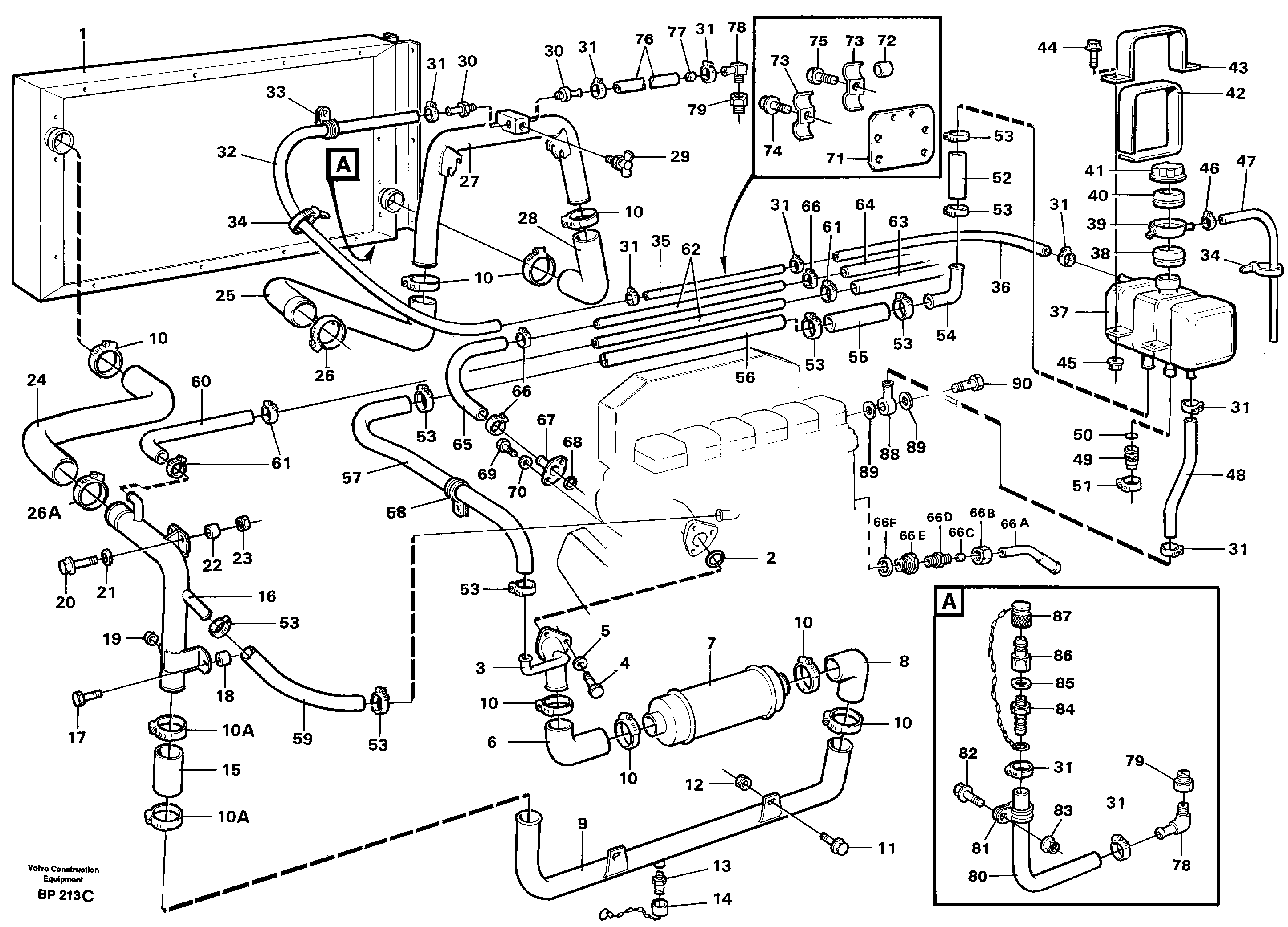 Схема запчастей Volvo A30C - 90395 Radiator with connecting parts A30C