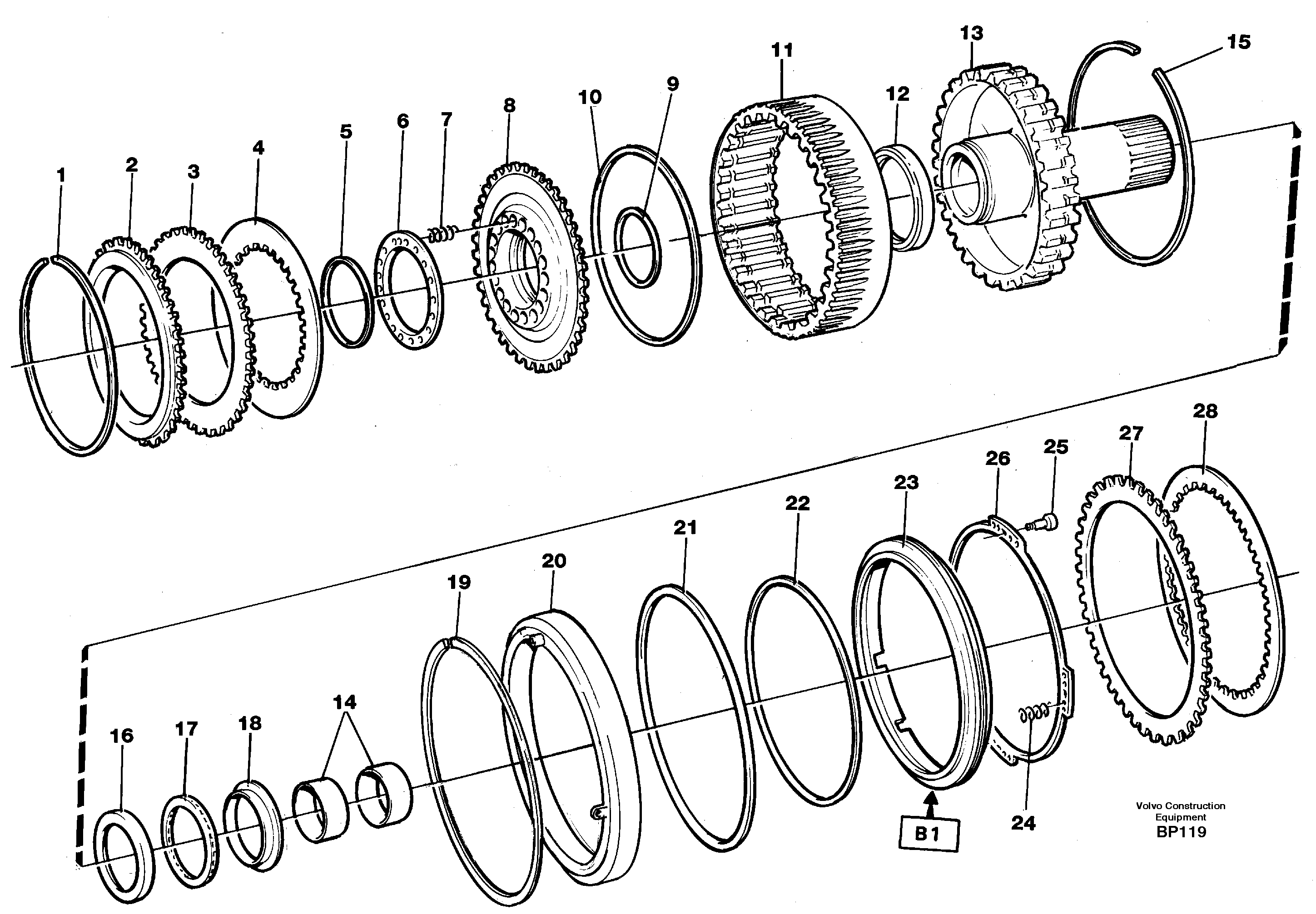 Схема запчастей Volvo A30C - 86168 Clutch and brake A30C