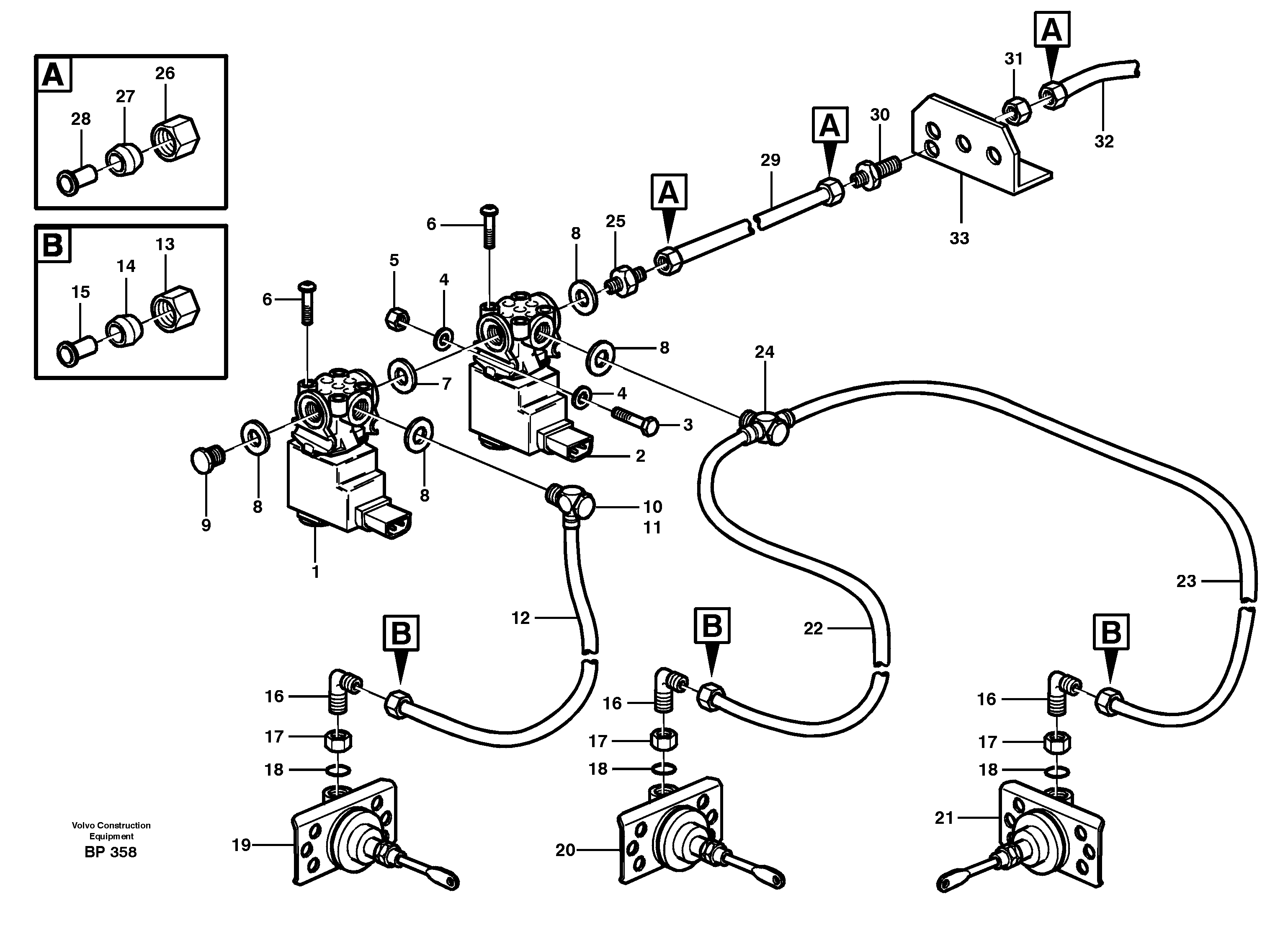 Схема запчастей Volvo A30C - 64296 Pneumatic system, diff lock, trailer A30C