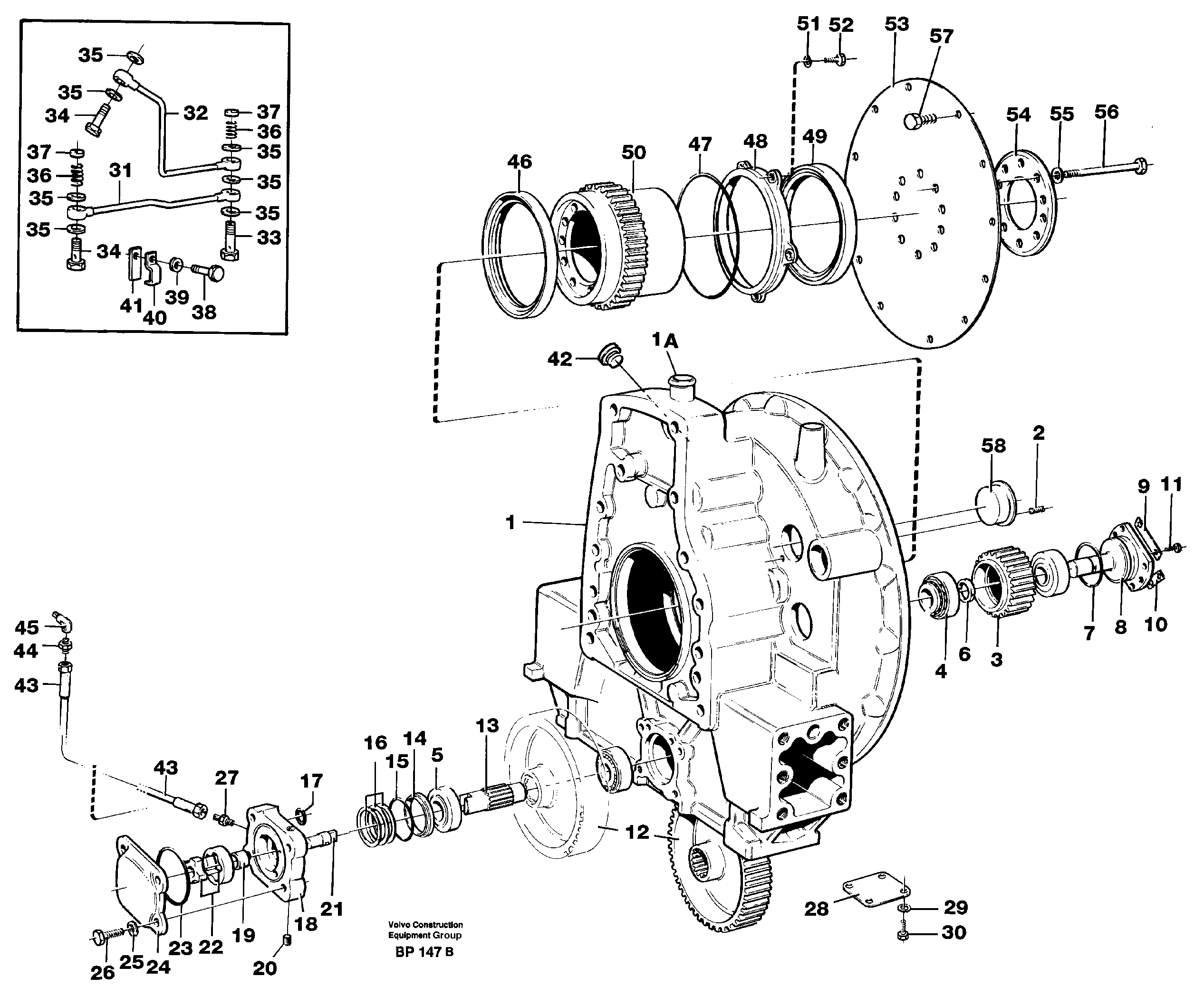 Схема запчастей Volvo A30C - 40974 Pump drive A30C