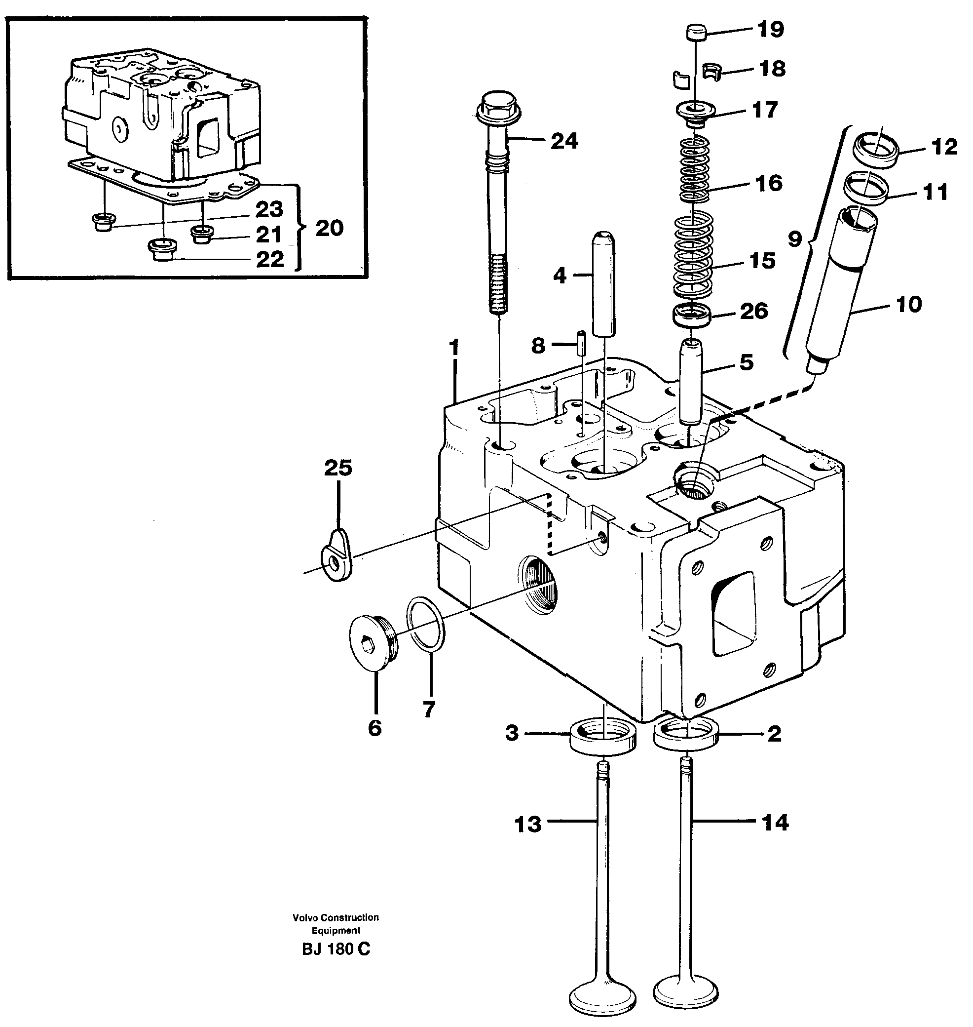 Схема запчастей Volvo A30C - 16822 Головка блока цилиндров A30C VOLVO BM VOLVO BM A30C SER NO - 2320/- 2275, USA