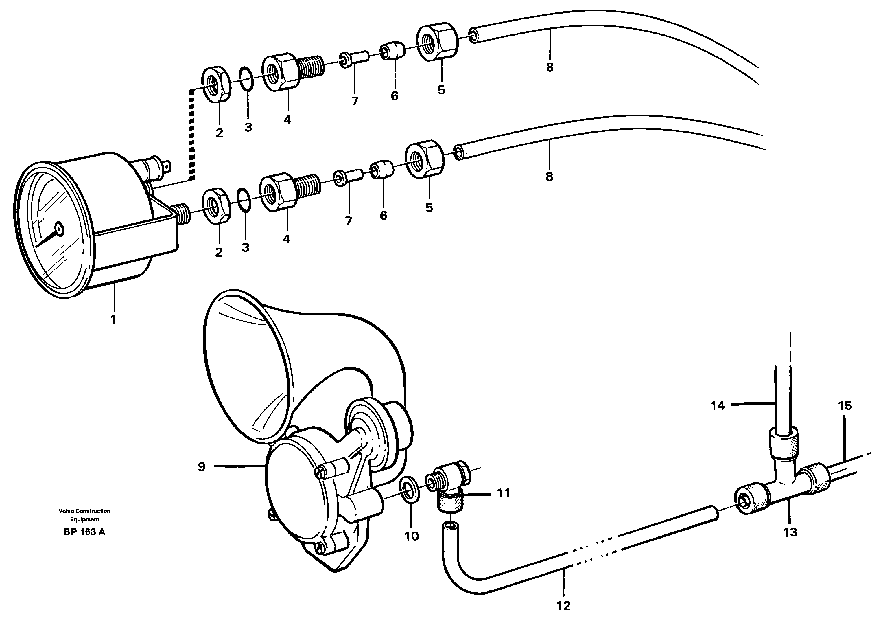 Схема запчастей Volvo A30C - 21252 Pneumatic system, pneumatic pressure gauge and horn A30C