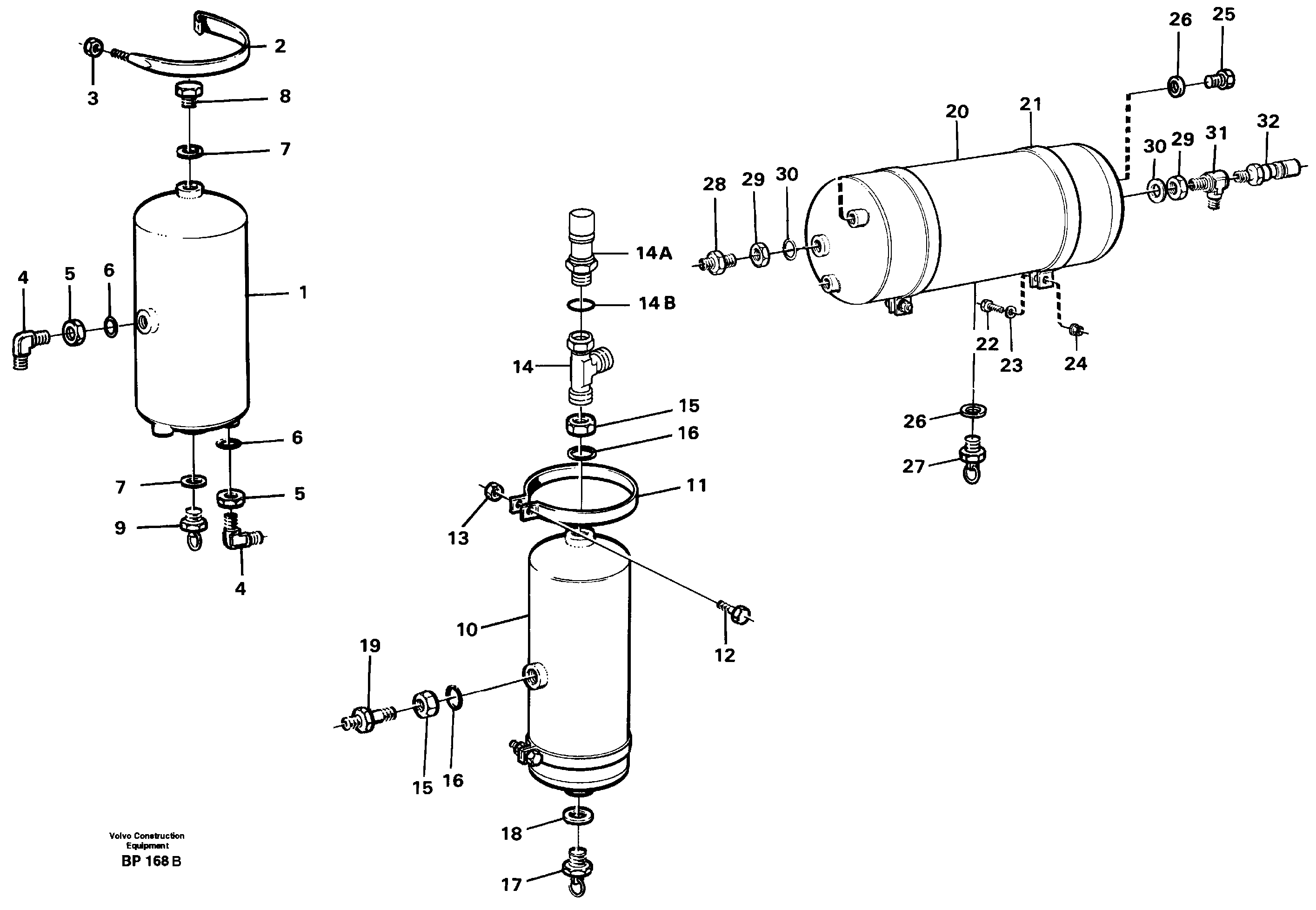 Схема запчастей Volvo A30C - 84175 Compressed-air reservoir with fitting parts A30C