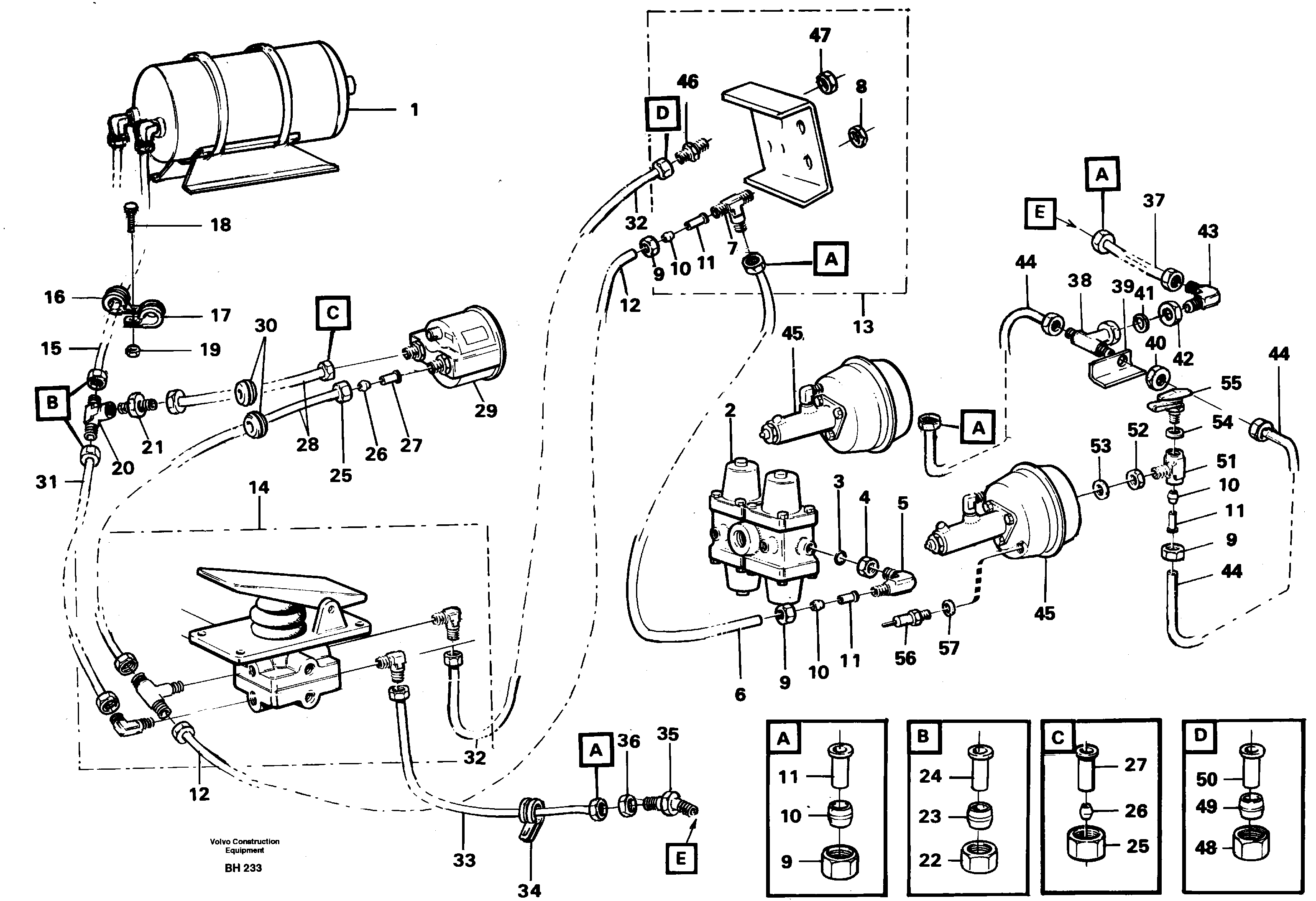 Схема запчастей Volvo A20C - 65797 Brake system tractor A20C VOLVO BM VOLVO BM A20C SER NO - 3051