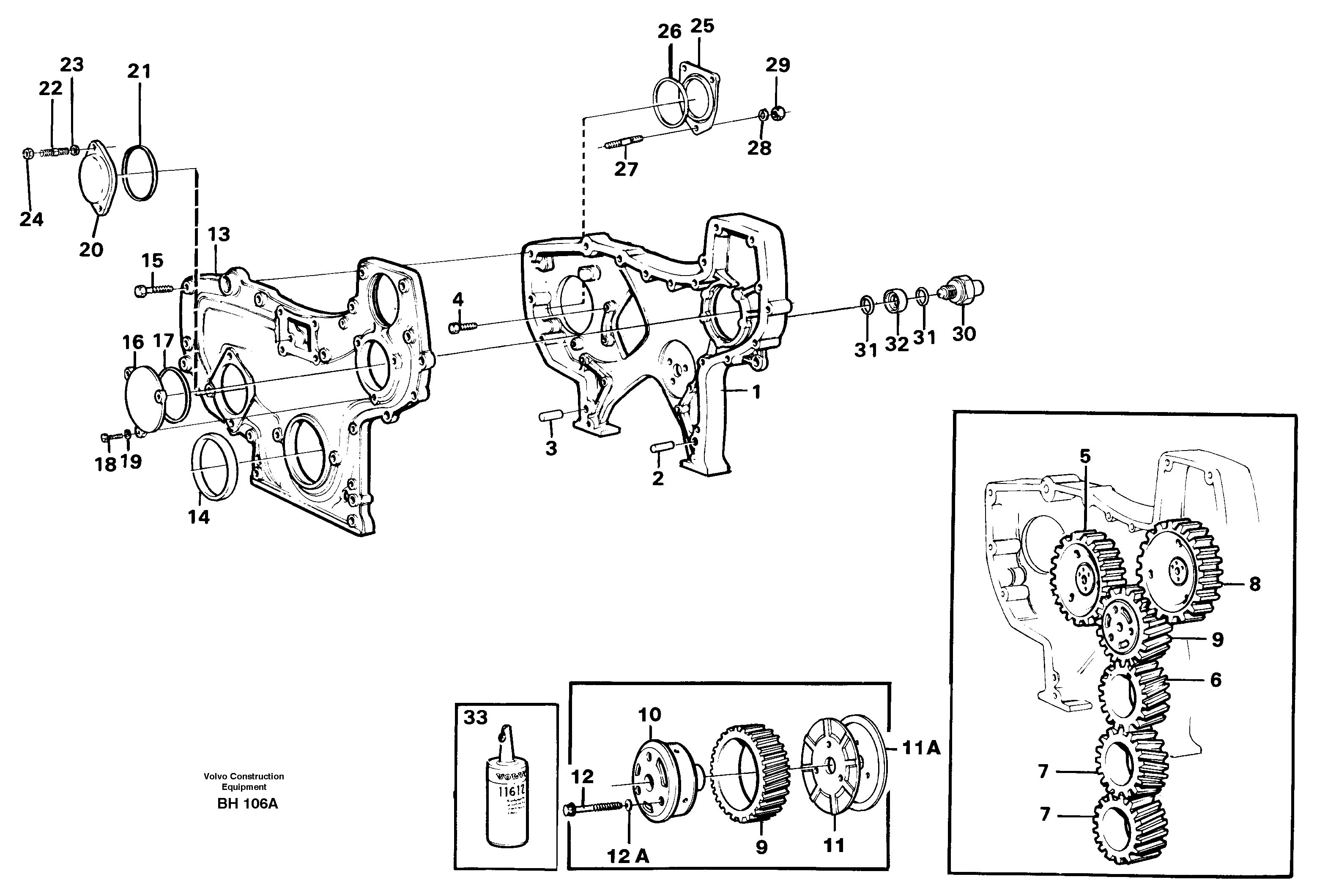 Схема запчастей Volvo A20C - 8740 Timing gear casing A20C VOLVO BM VOLVO BM A20C SER NO - 3051