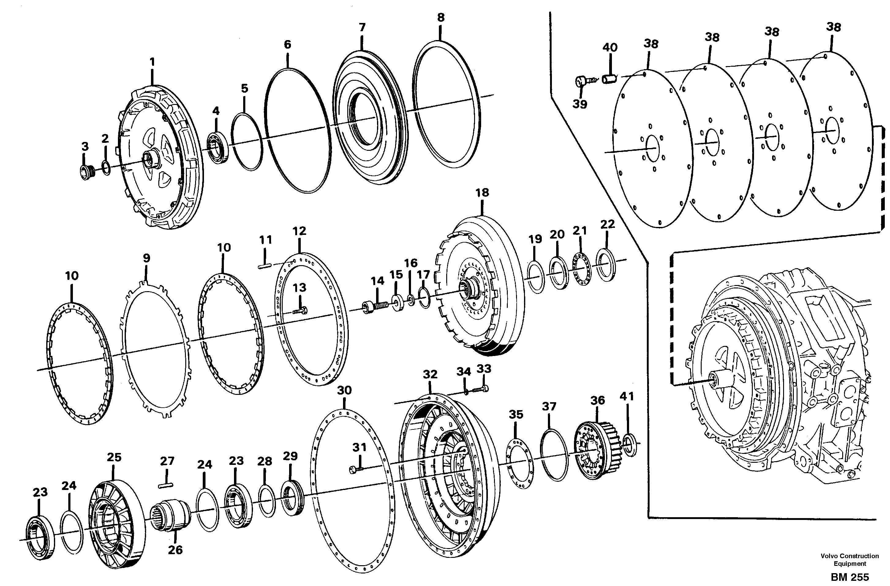 Схема запчастей Volvo A20C - 23911 Torque converter A20C SER NO 3052-