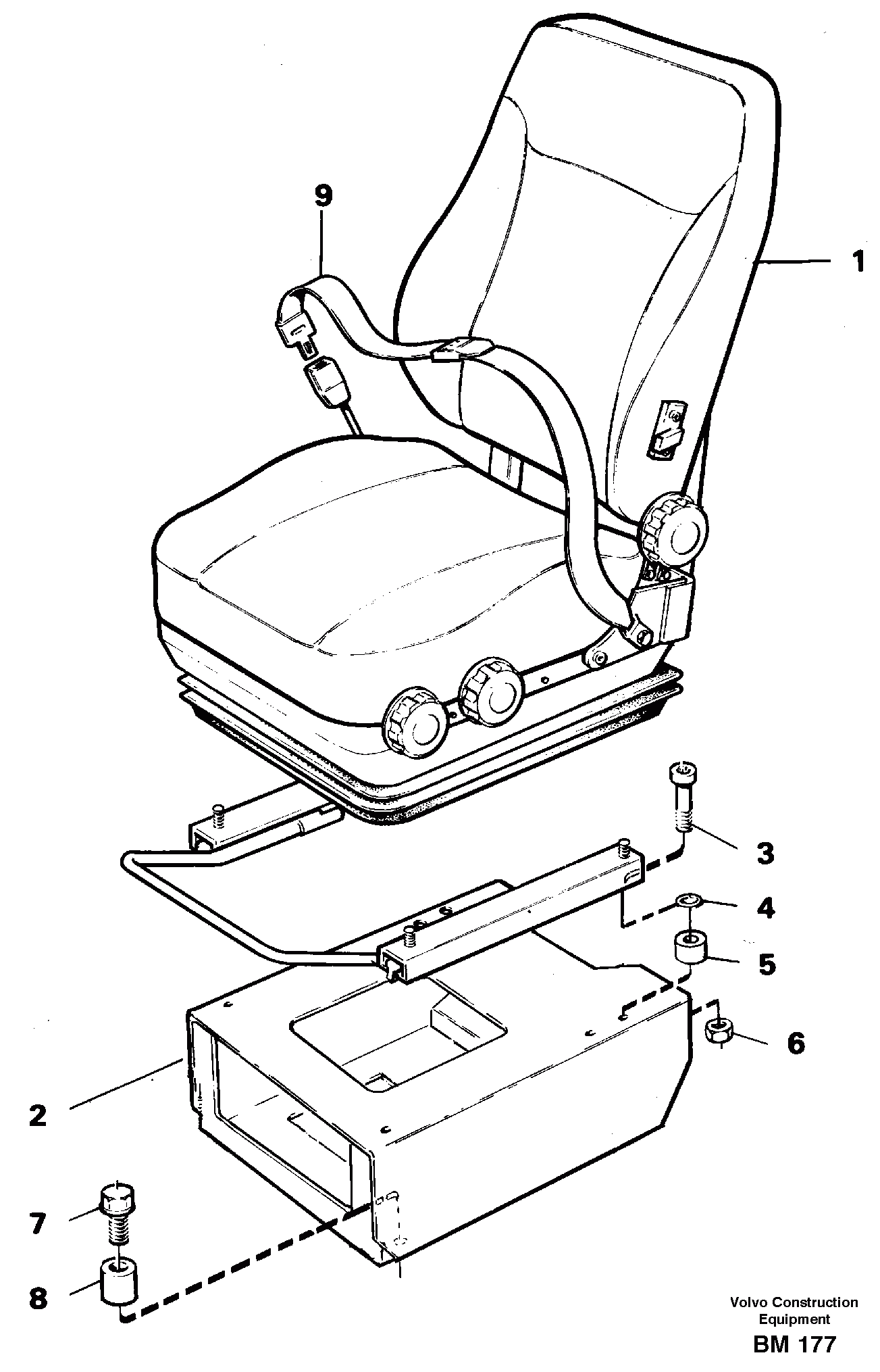 Схема запчастей Volvo A20C - 86304 Operator seat with fitting parts A20C SER NO 3052-