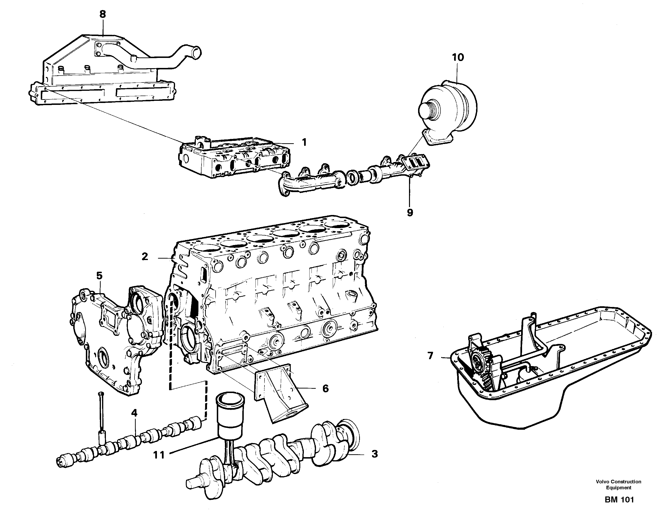 Схема запчастей Volvo A20C - 9594 Engine, assembly A20C SER NO 3052-