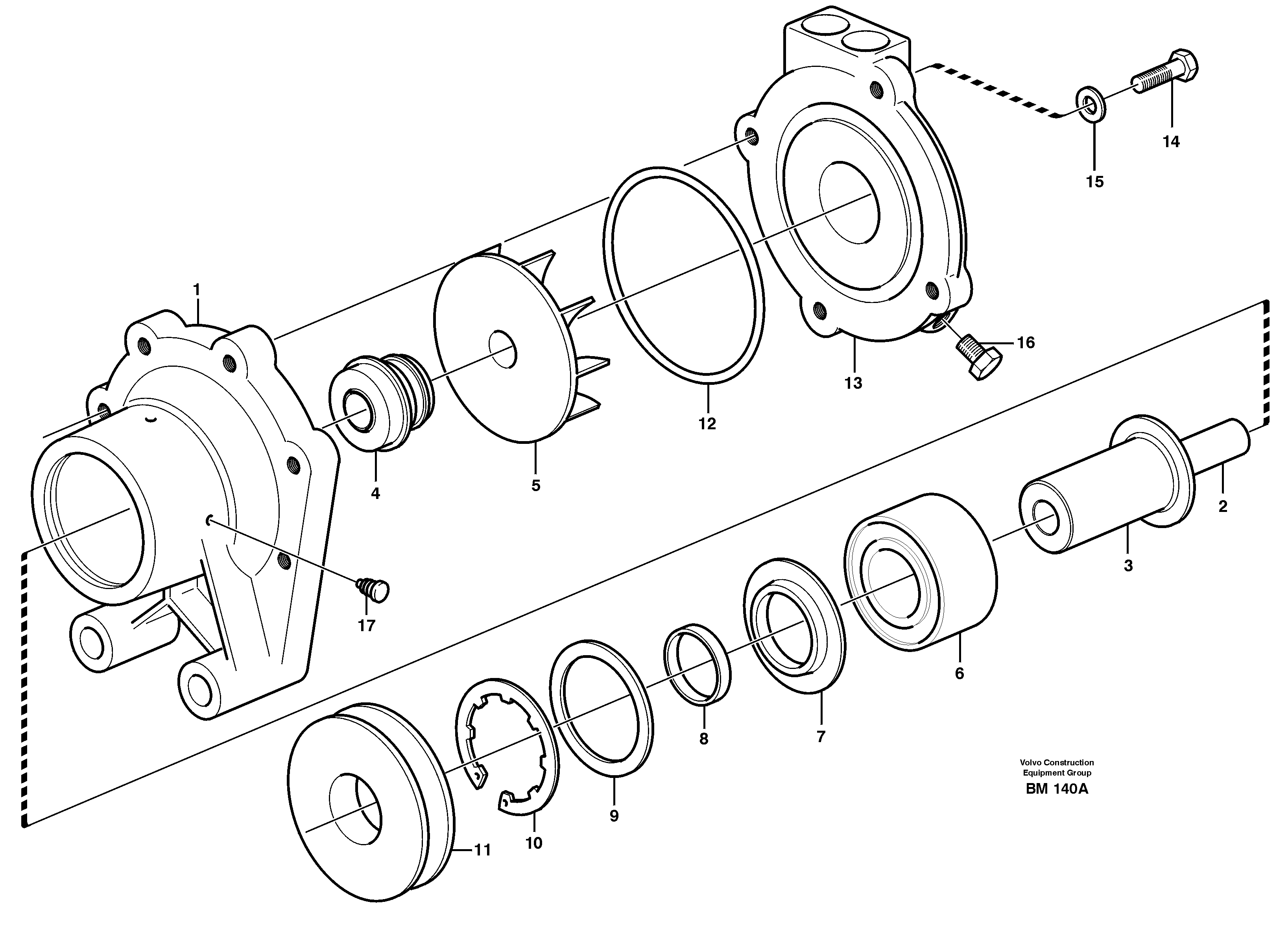 Схема запчастей Volvo A20C - 38485 Water pump, intercooler A20C SER NO 3052-