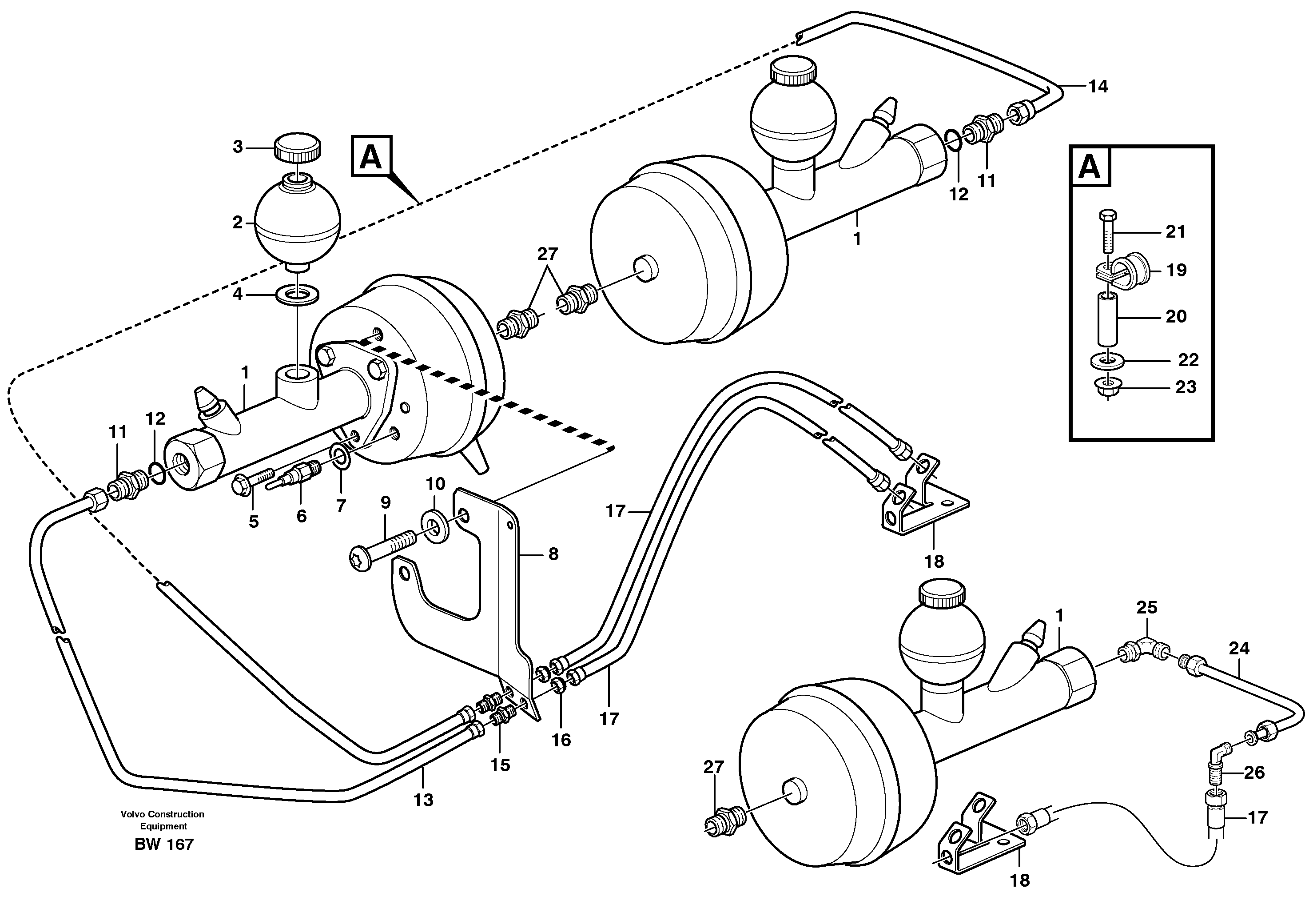 Схема запчастей Volvo A25D - 39236 Hydraulic brake system, load unit A25D S/N -12999, - 61118 USA