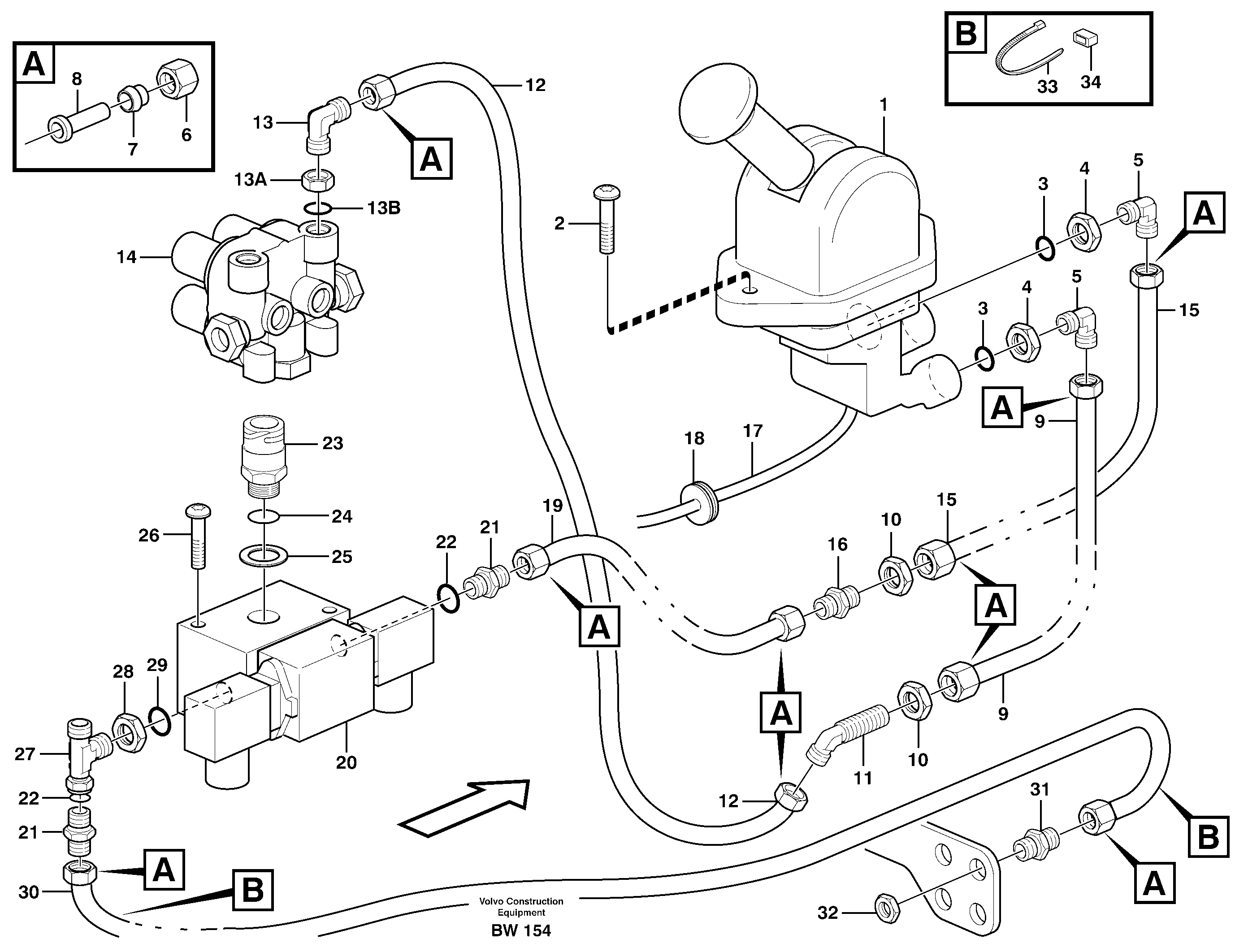 Схема запчастей Volvo A25D - 64336 Parking brake A25D S/N -12999, - 61118 USA