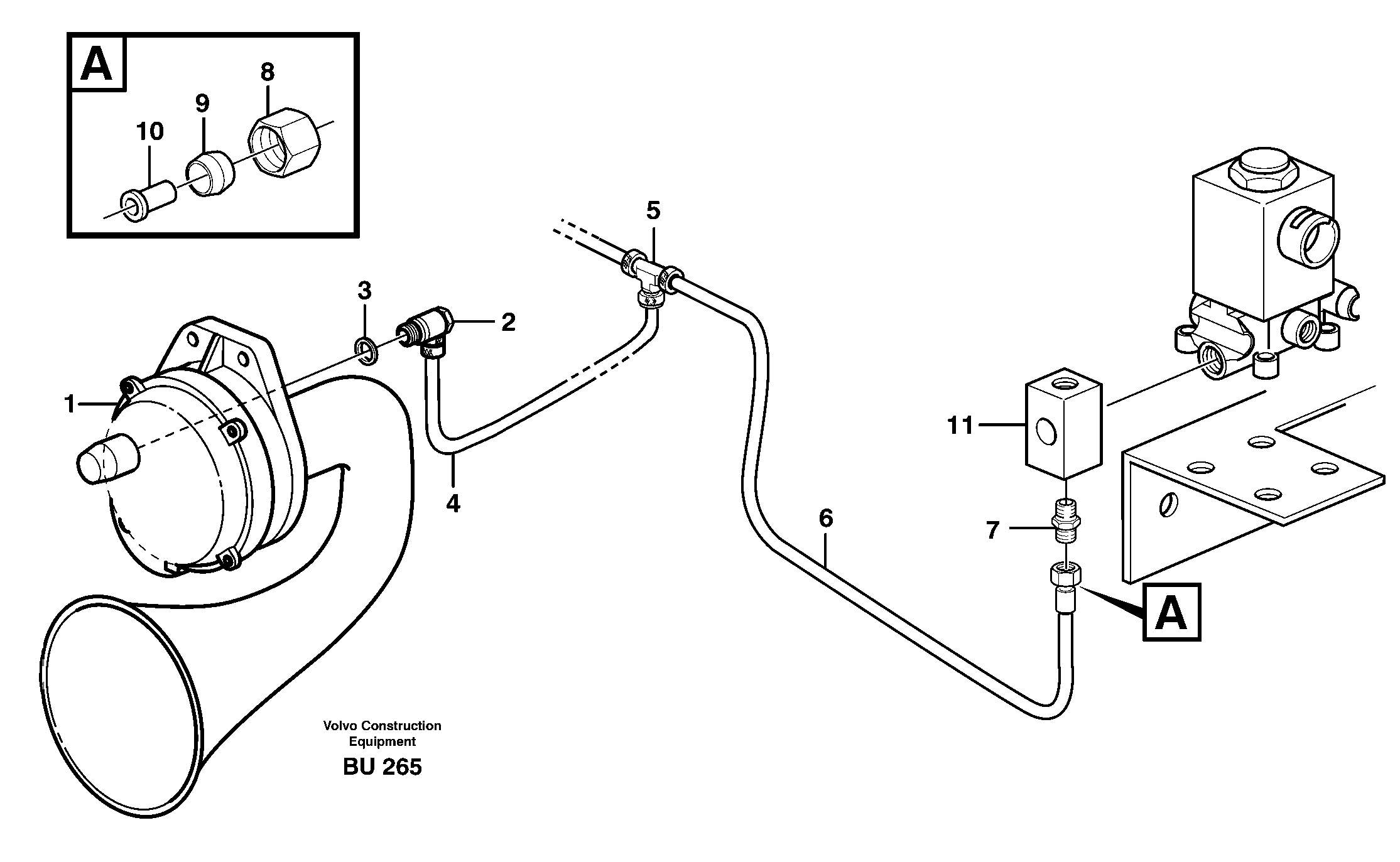 Схема запчастей Volvo A25D - 11021 Air system, horn A25D S/N -12999, - 61118 USA