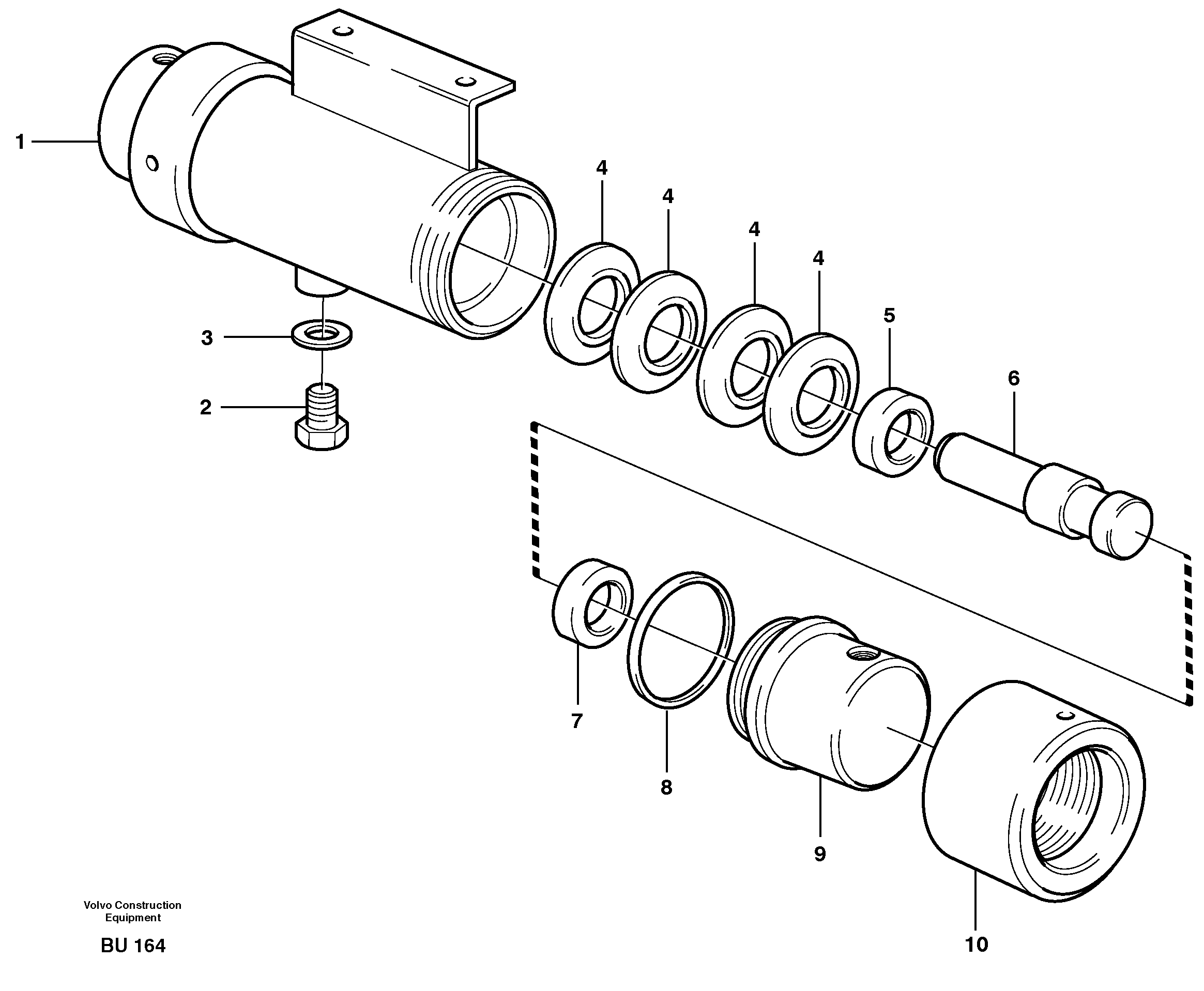 Схема запчастей Volvo A25D - 19751 Damping cylinder A25D S/N -12999, - 61118 USA