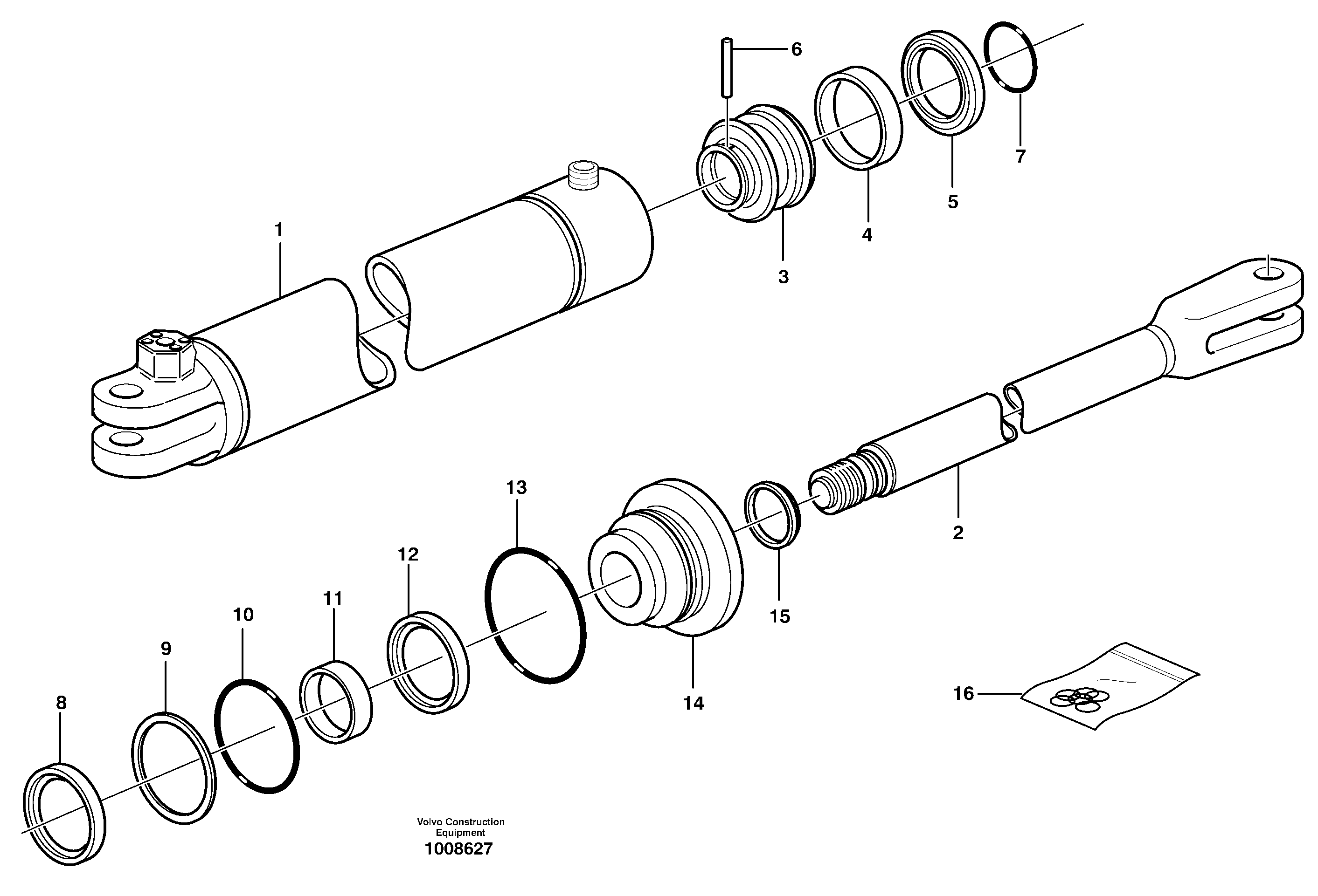 Схема запчастей Volvo A25D - 9136 Гидроцилиндр A25D S/N -12999, - 61118 USA