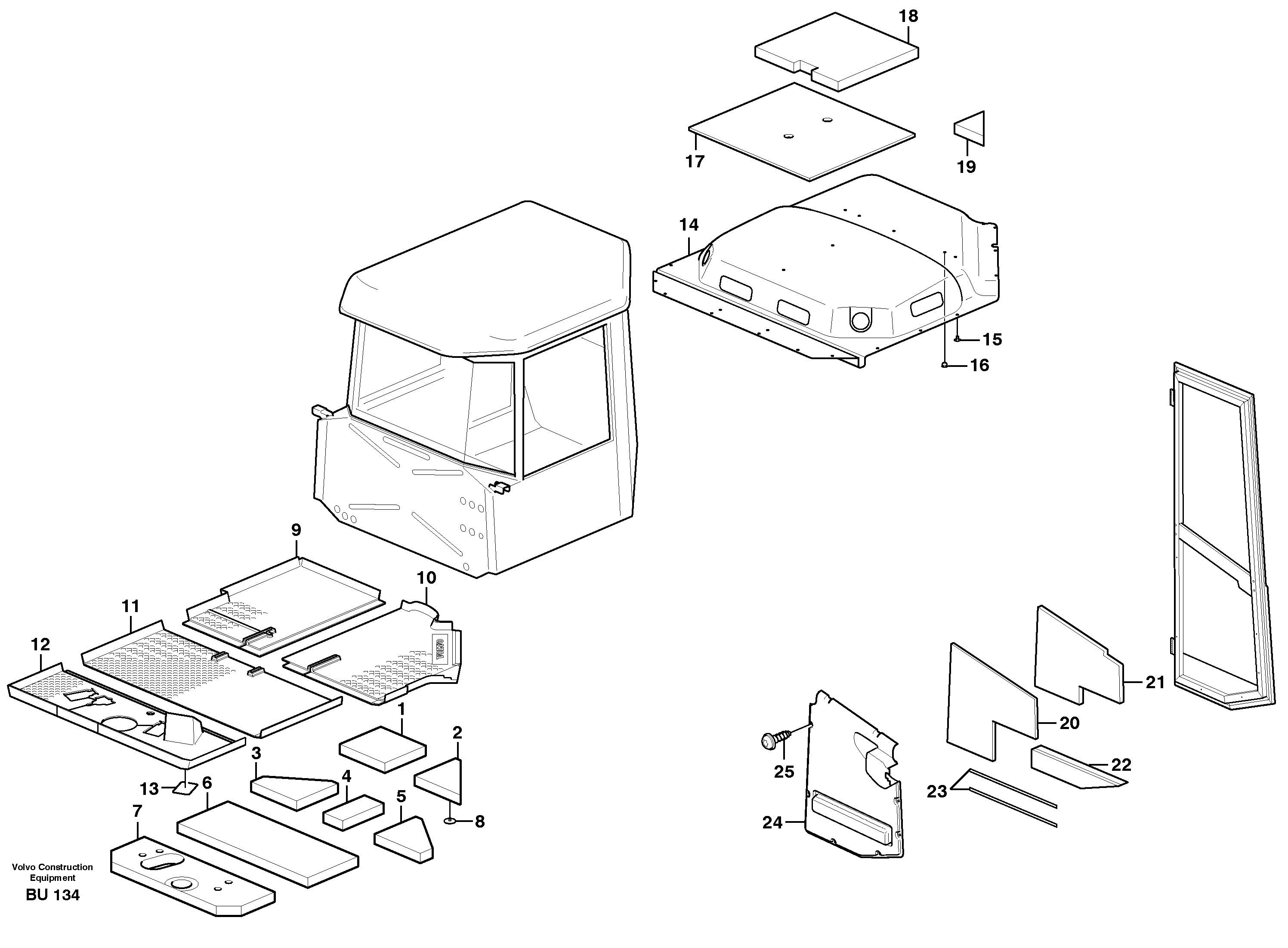 Схема запчастей Volvo A25D - 19766 Upholstery and insulation, floor, door and roof A25D S/N -12999, - 61118 USA