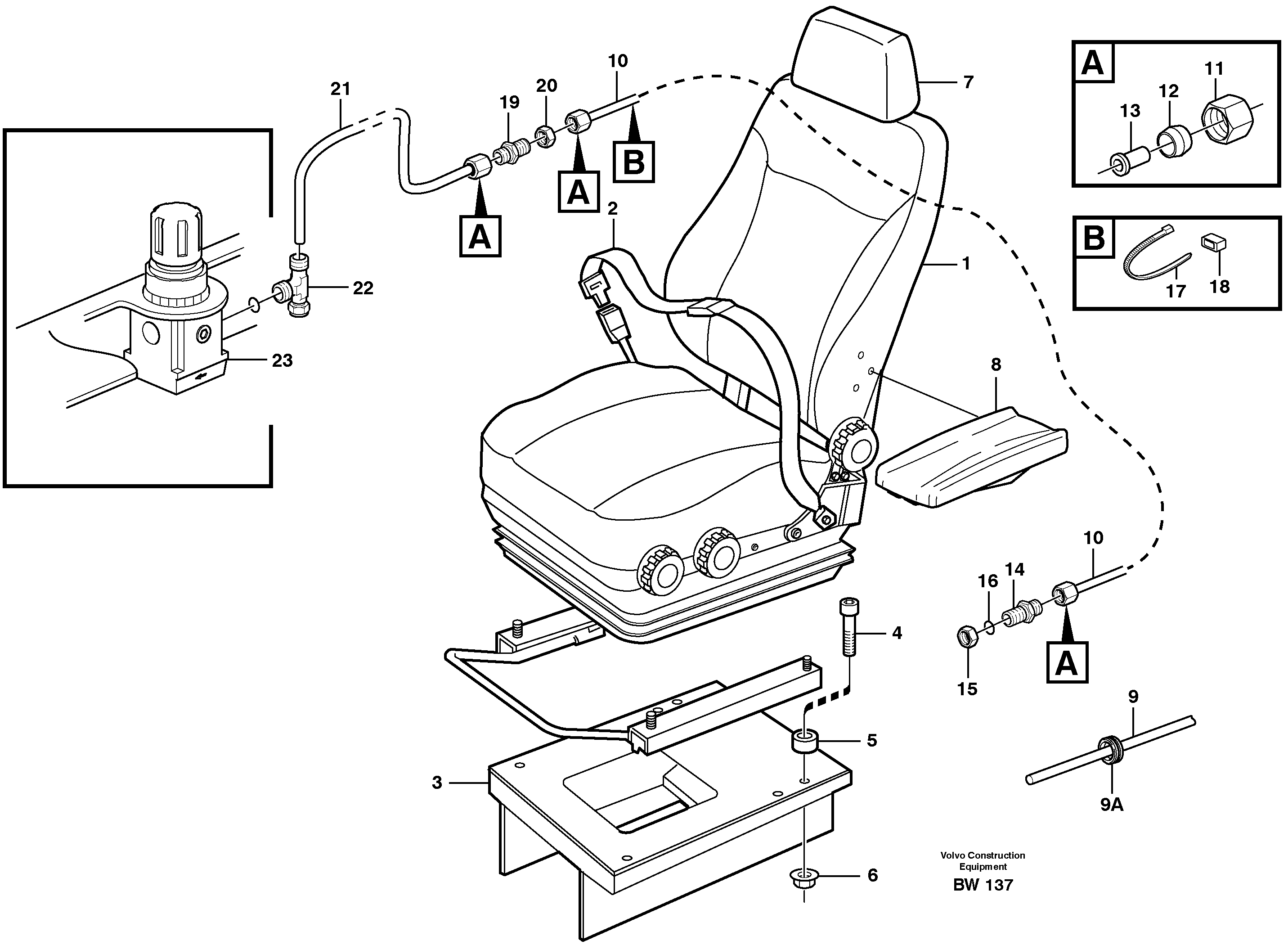 Схема запчастей Volvo A25D - 55817 Operator seat with fitting parts A25D S/N -12999, - 61118 USA