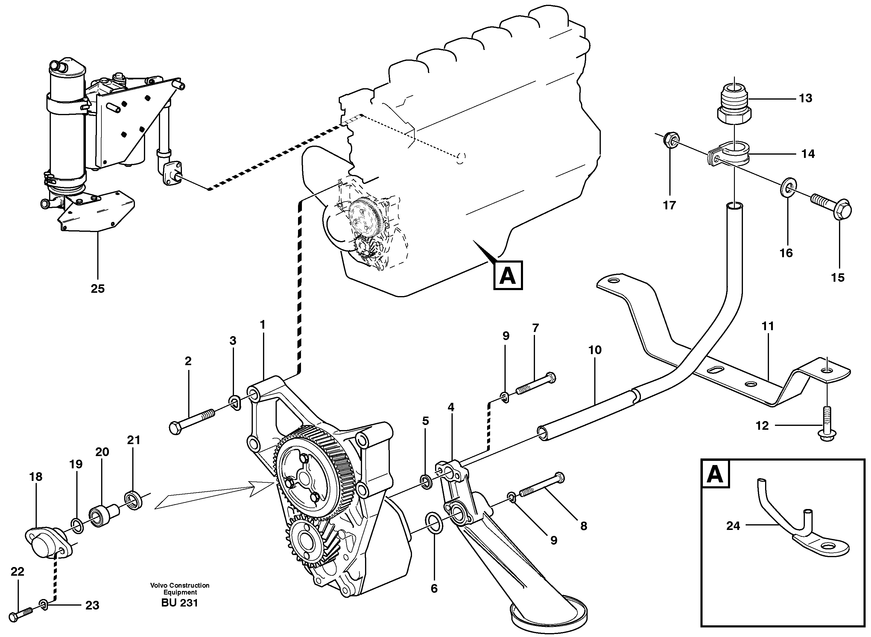 Схема запчастей Volvo A25D - 56510 Система масляной смазки A25D S/N -12999, - 61118 USA