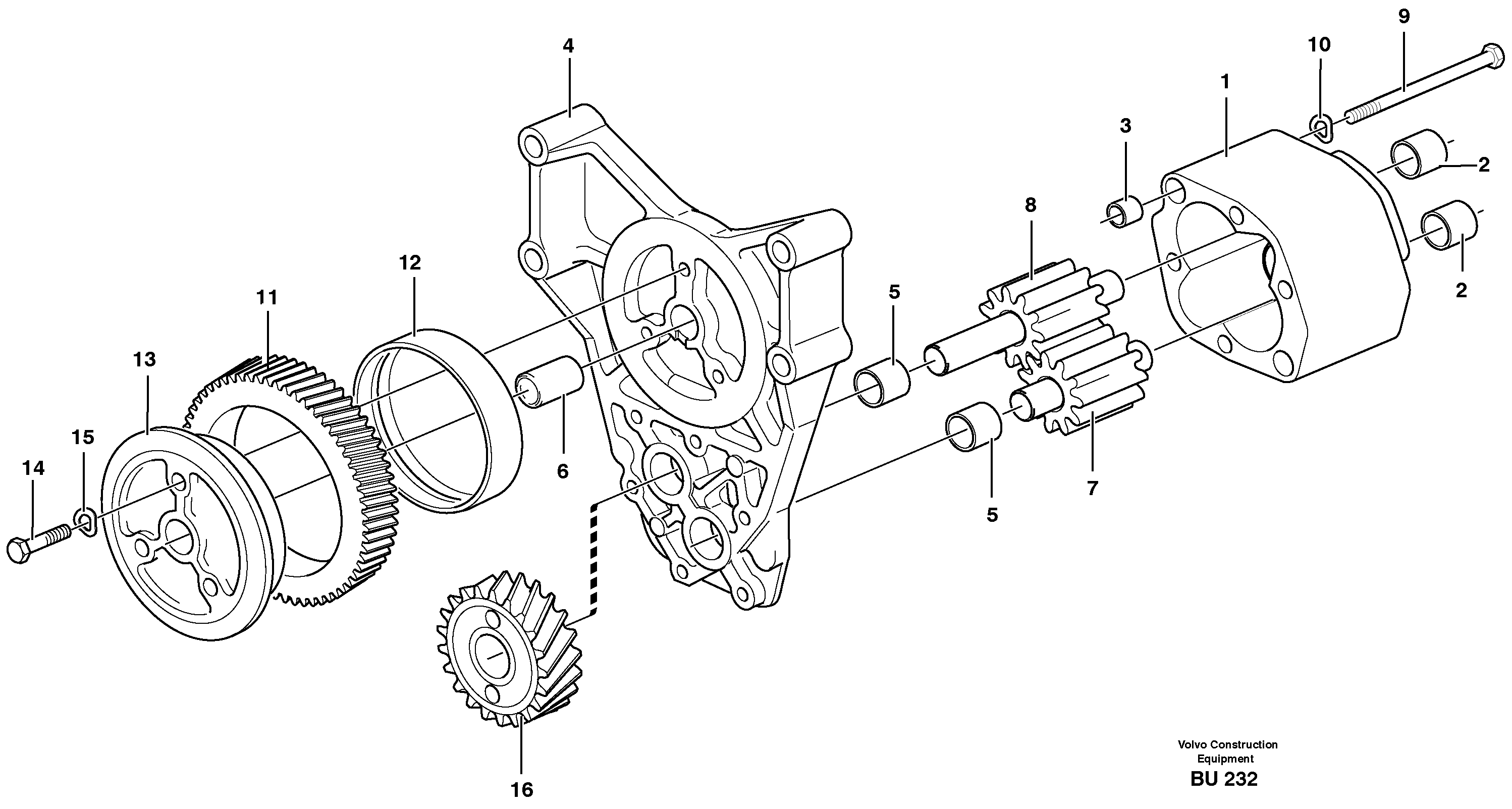 Схема запчастей Volvo A25D - 98934 Насос масляный A25D S/N -12999, - 61118 USA