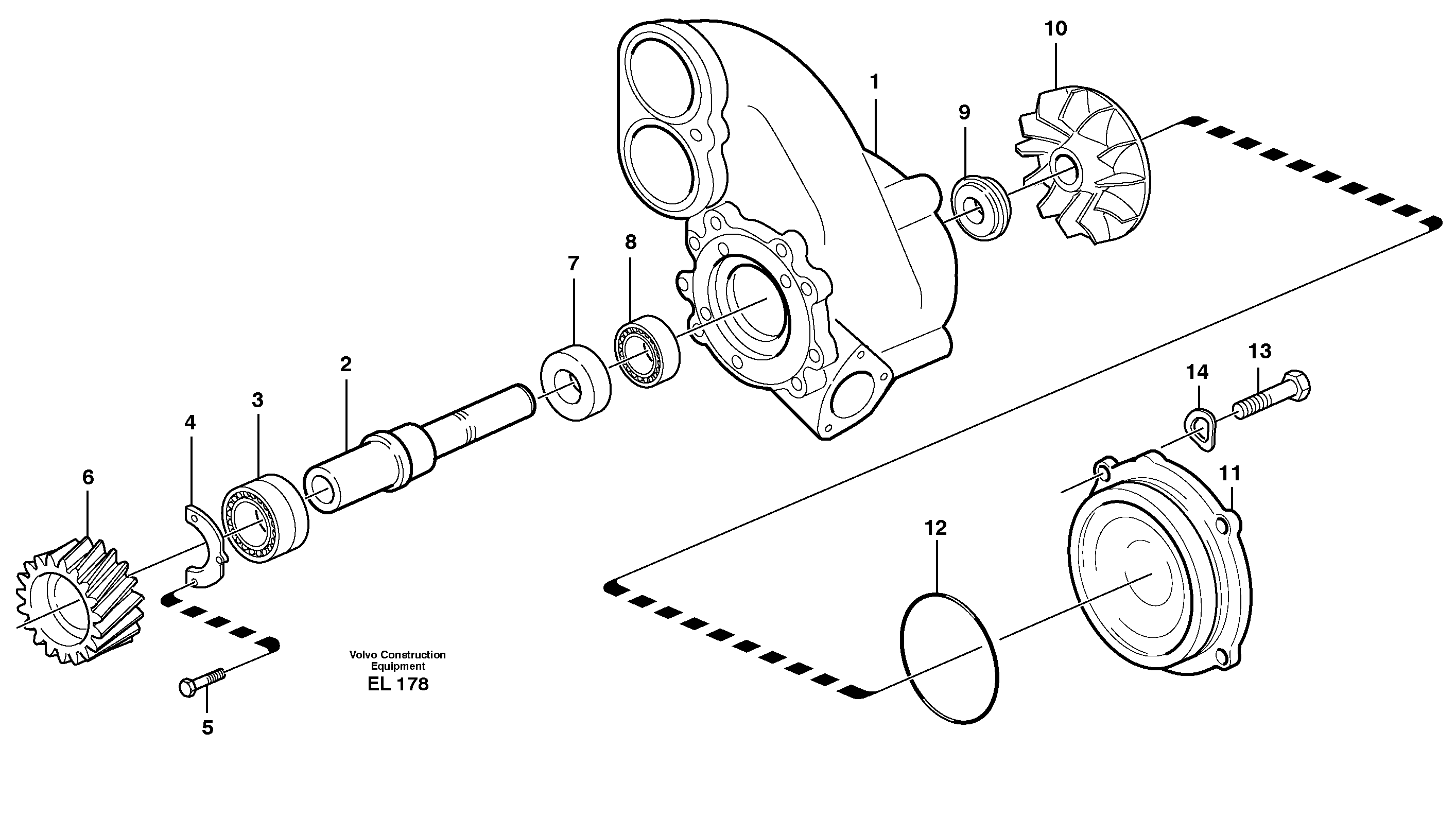 Схема запчастей Volvo A25D - 11924 Водяной насос A25D S/N -12999, - 61118 USA