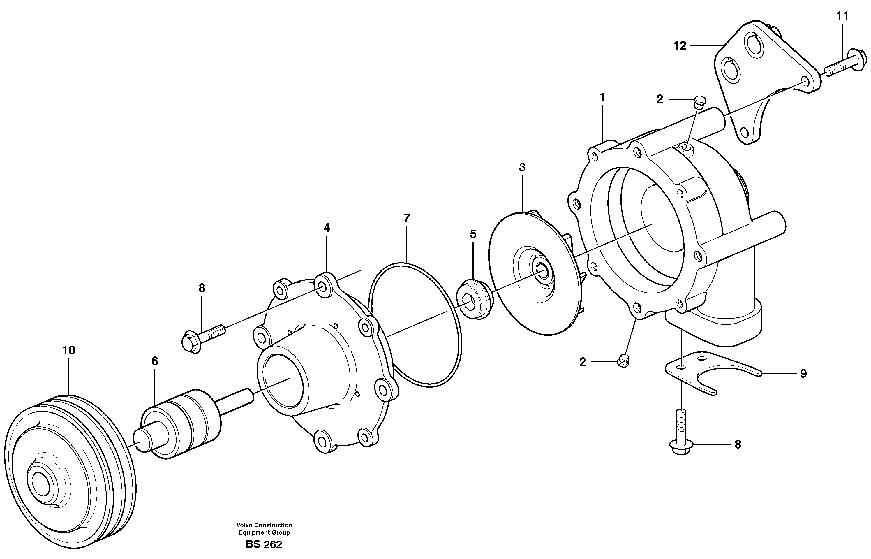 Схема запчастей Volvo A25D - 24297 Водяной насос A25D S/N -12999, - 61118 USA