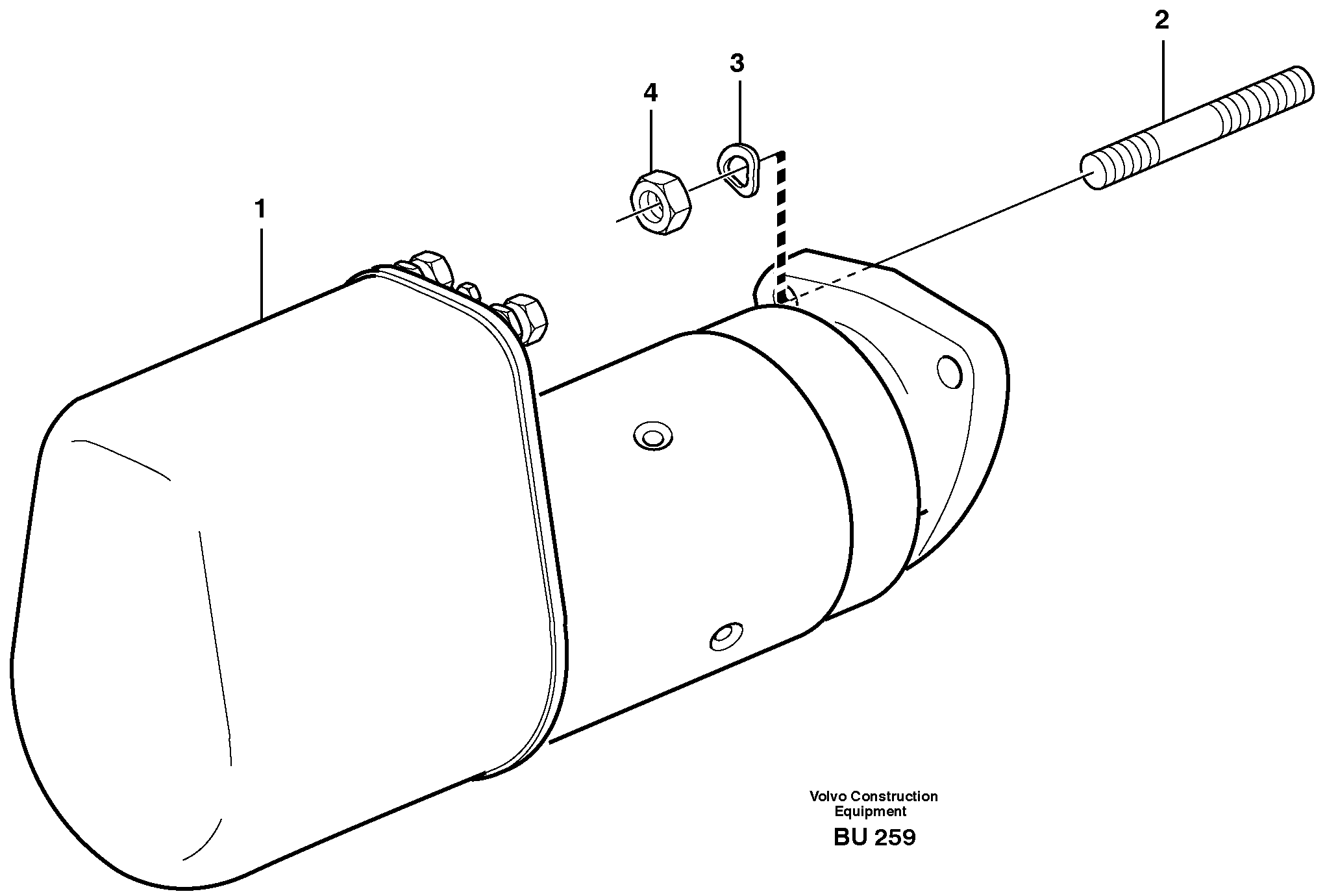 Схема запчастей Volvo A25D - 24307 Starter motor with assembling details A25D S/N -12999, - 61118 USA