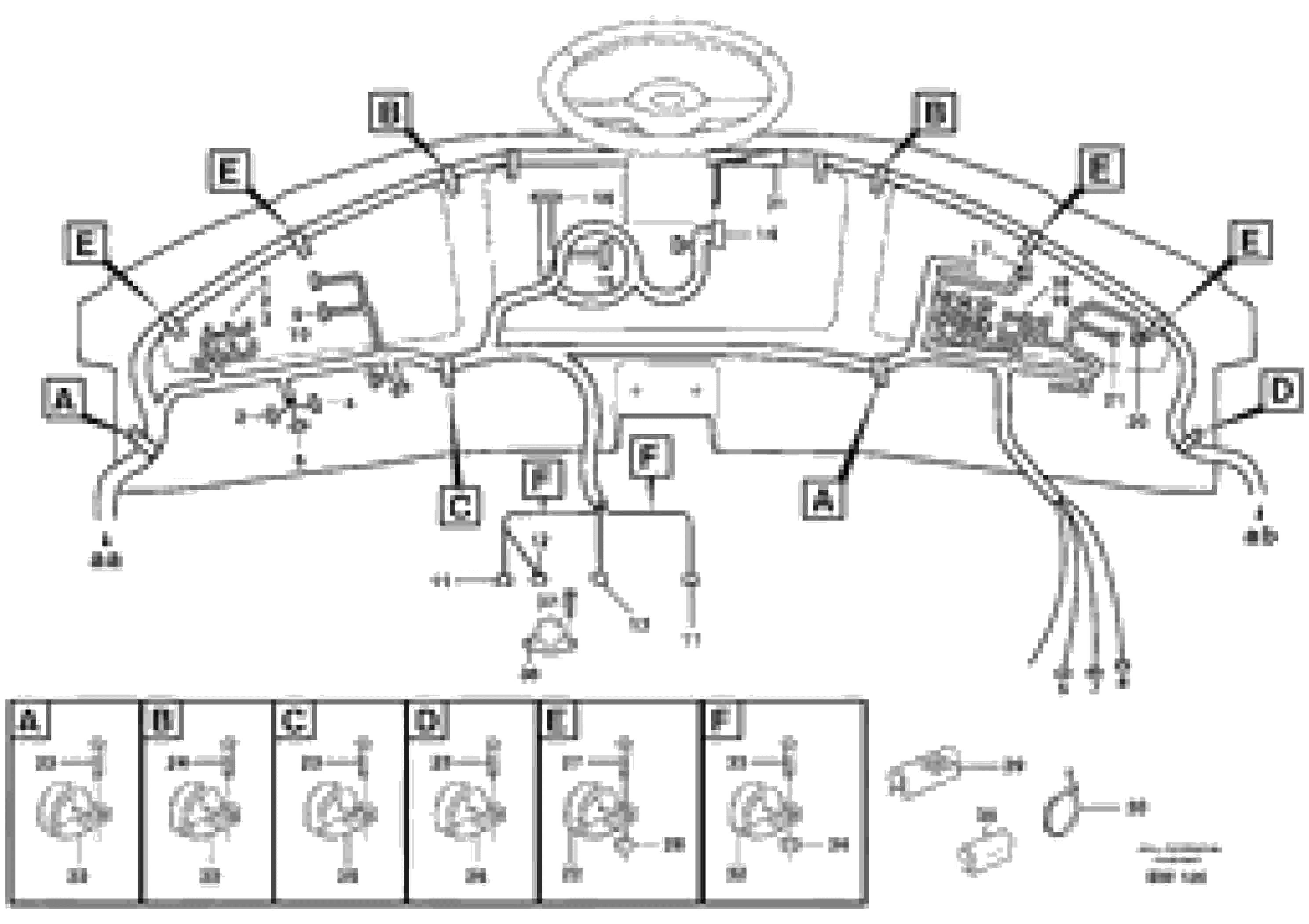 Схема запчастей Volvo A25D - 50439 Cable harnesses, instrument panel A25D S/N -12999, - 61118 USA