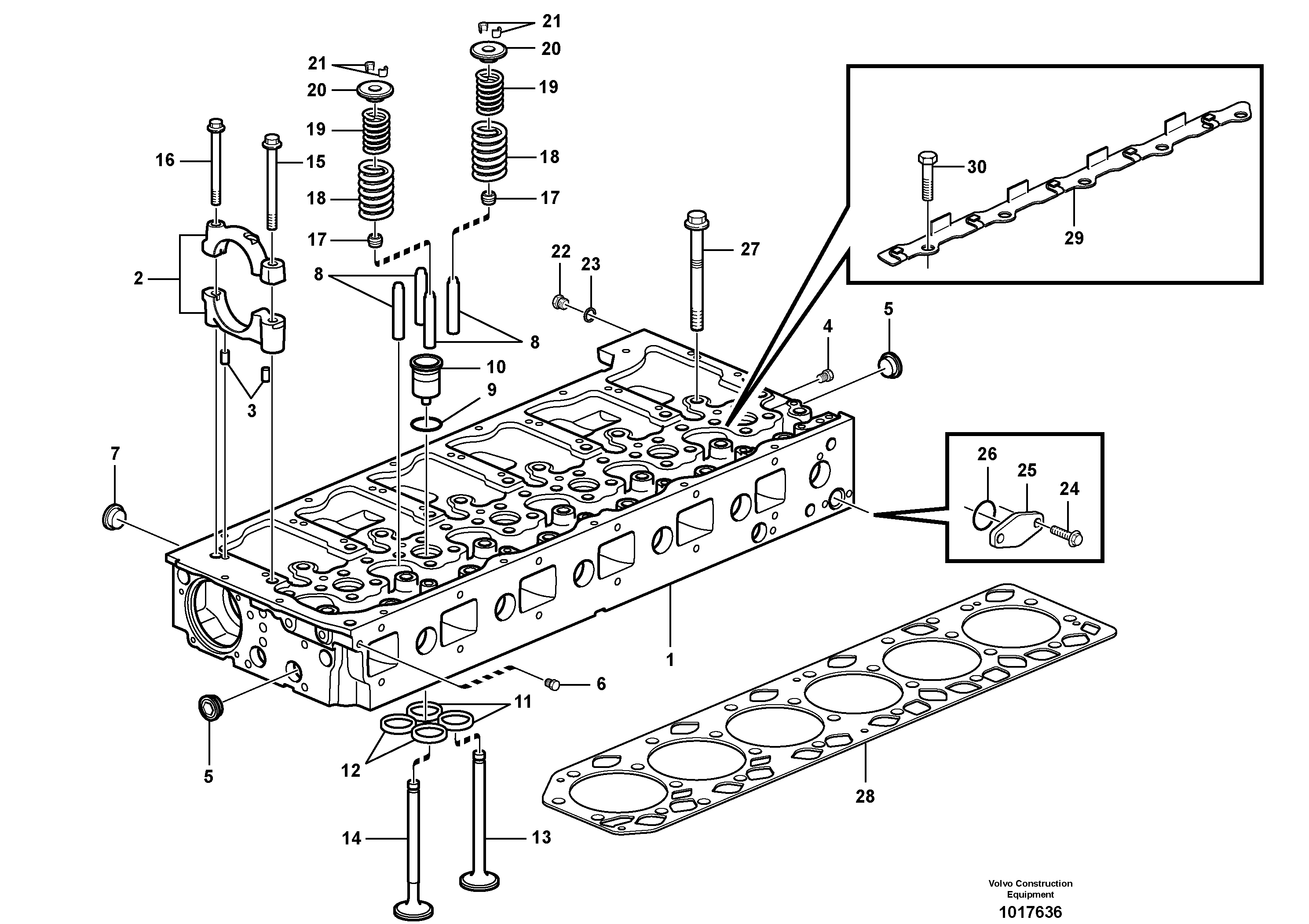 Схема запчастей Volvo A25D - 59552 Головка блока цилиндров A25D S/N 13001 -