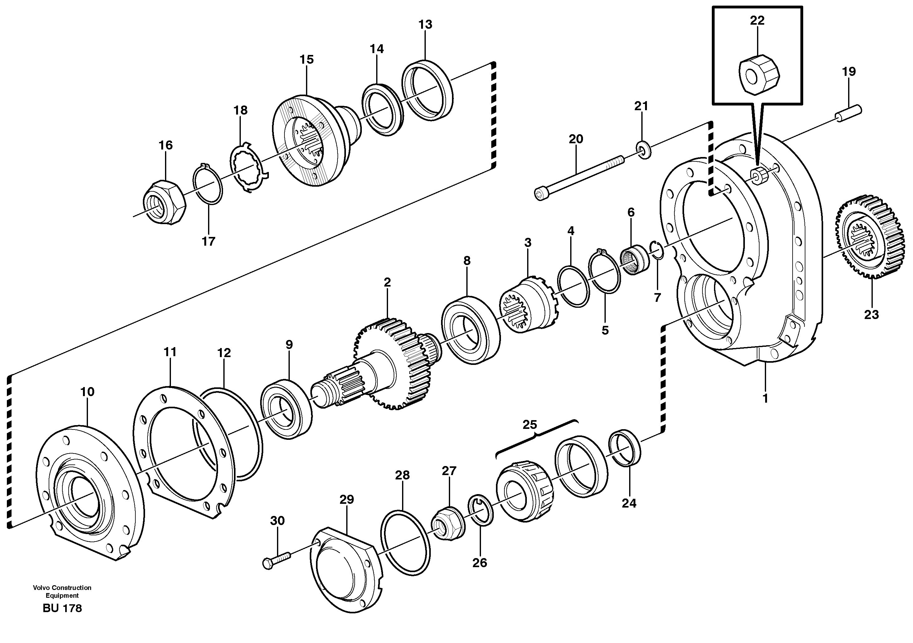 Схема запчастей Volvo A25D - 104763 Главная передача A25D S/N -12999, - 61118 USA