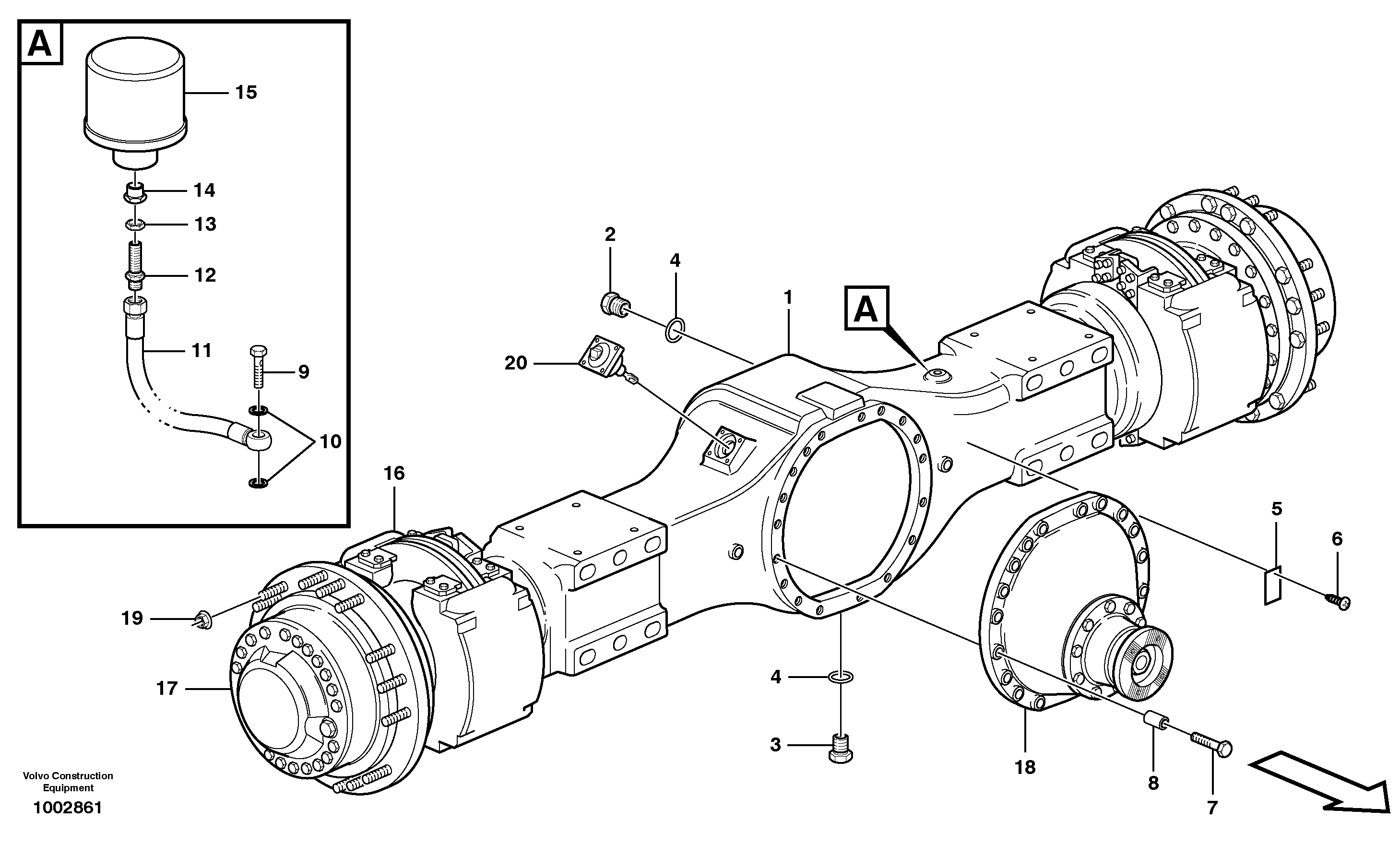 Схема запчастей Volvo A25D - 29276 Planetary axle 1, load unit A25D S/N -12999, - 61118 USA