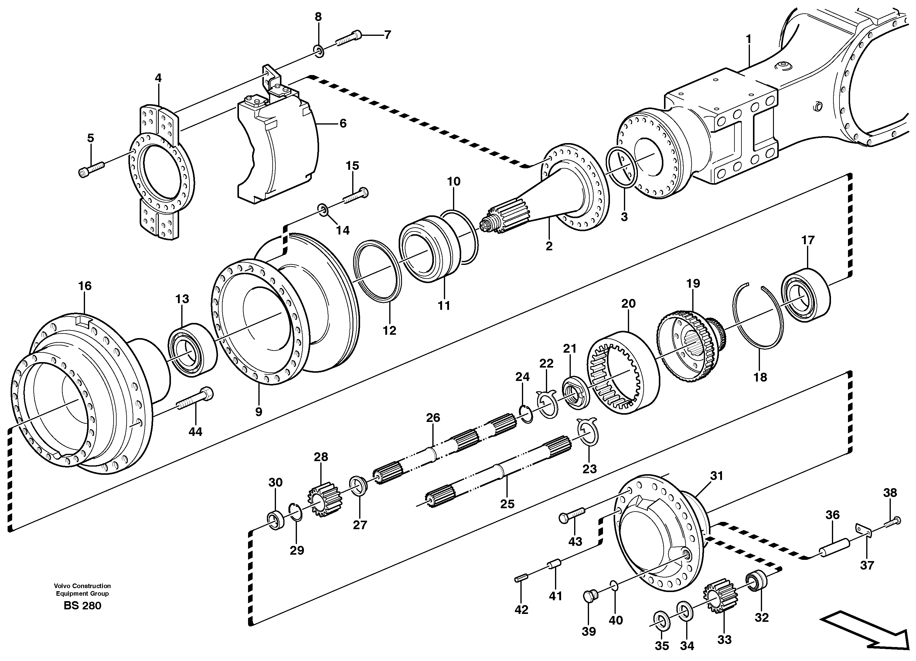 Схема запчастей Volvo A25D - 86362 Hub reduction, axle 1 load unit A25D S/N -12999, - 61118 USA