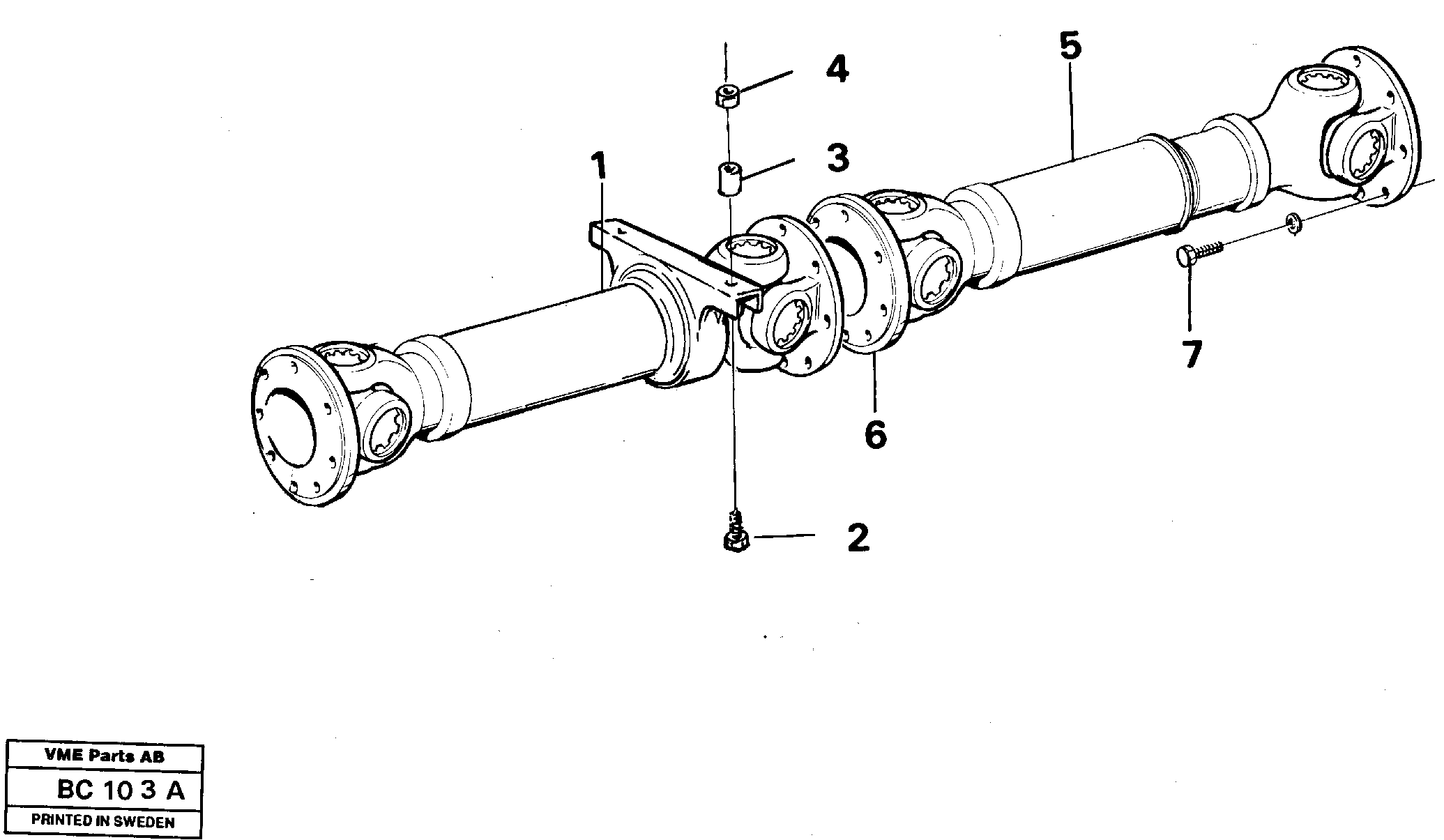 Схема запчастей Volvo A25C - 10111 Propeller shaft 4 x 4 A25C VOLVO BM VOLVO BM A25C SER NO - 10256/ - 60911