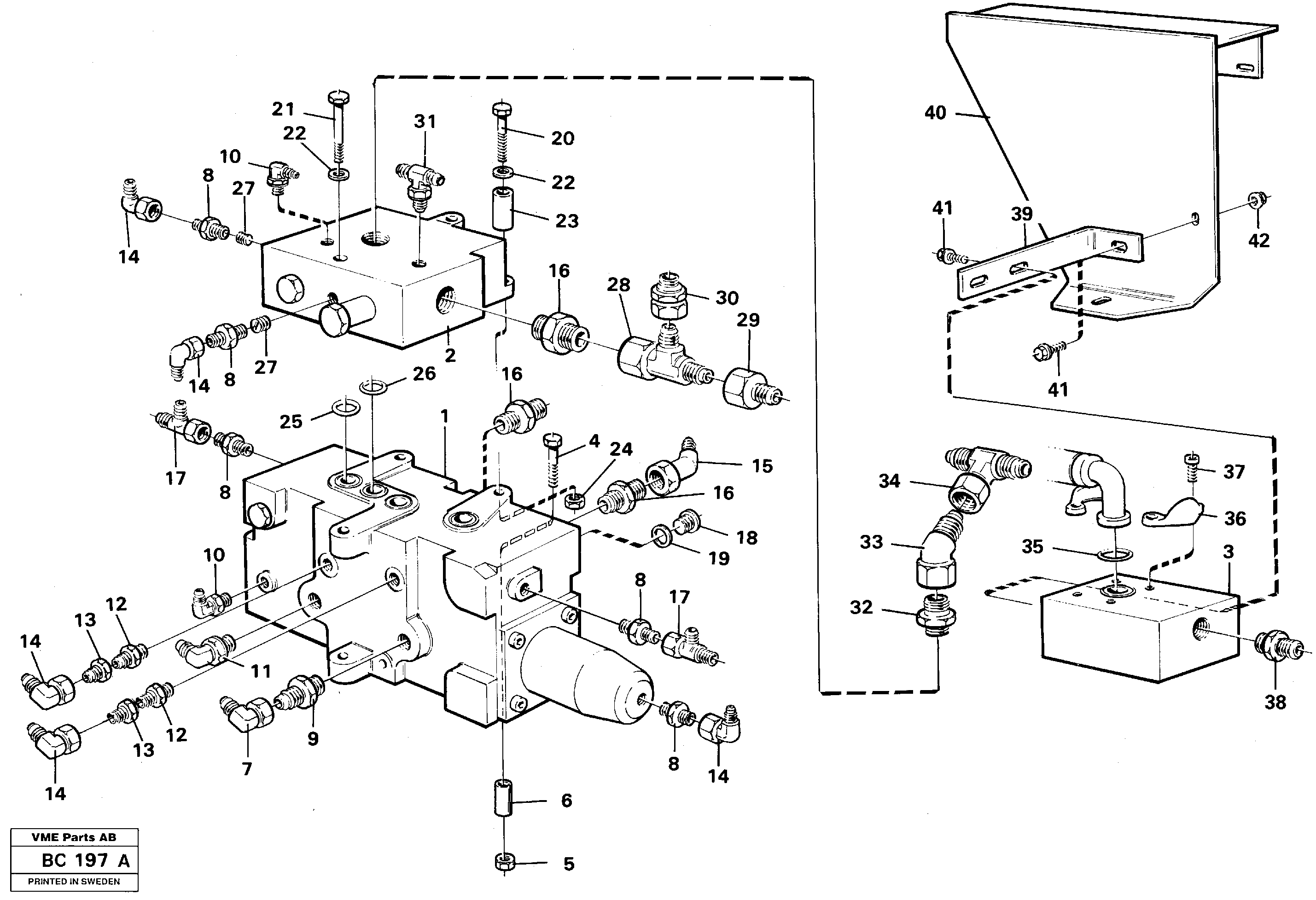 Схема запчастей Volvo A25C - 90343 Control valve with fitting parts A25C VOLVO BM VOLVO BM A25C SER NO - 10256/ - 60911