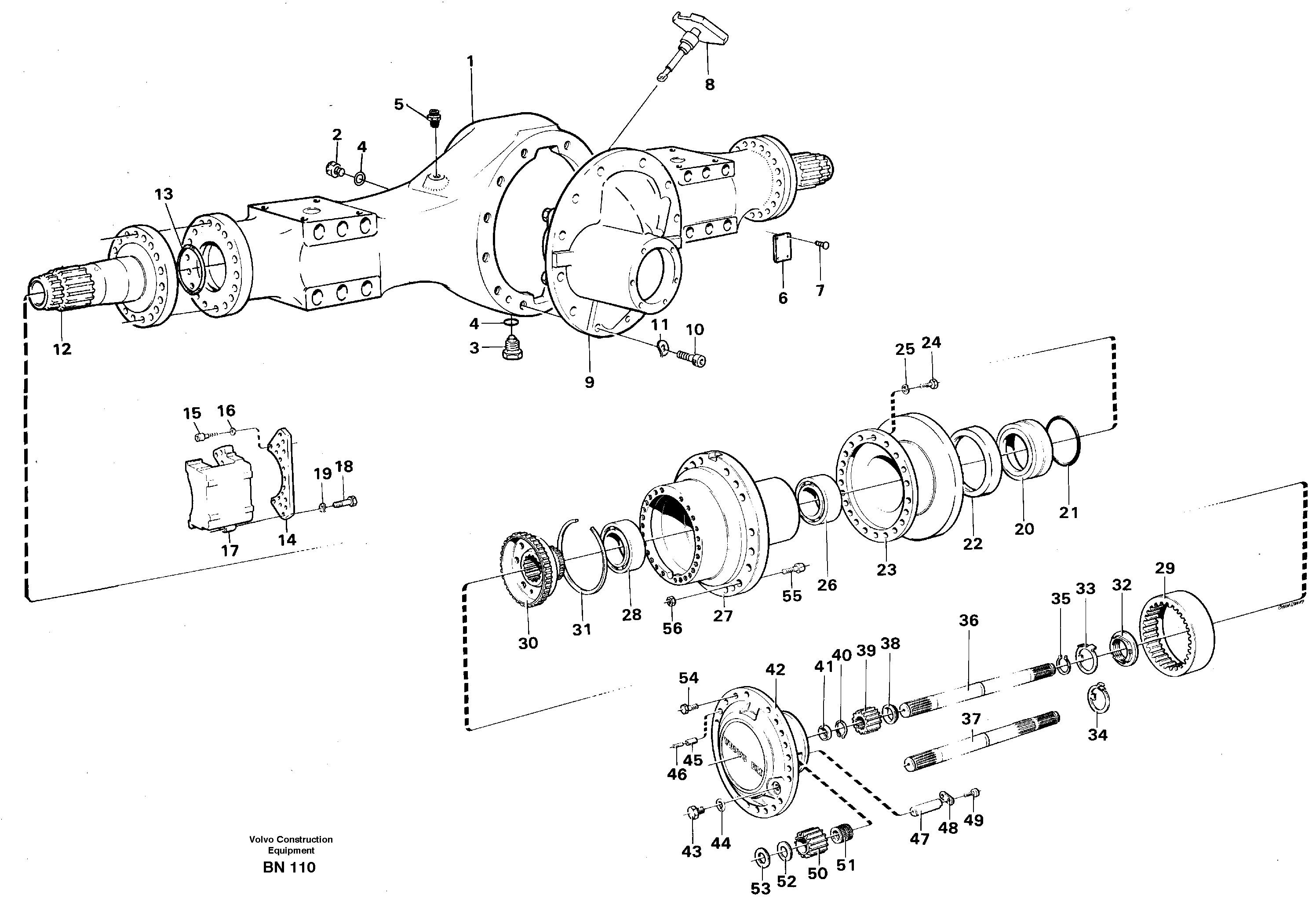 Схема запчастей Volvo A25C - 98277 Planet shaft, front A25C