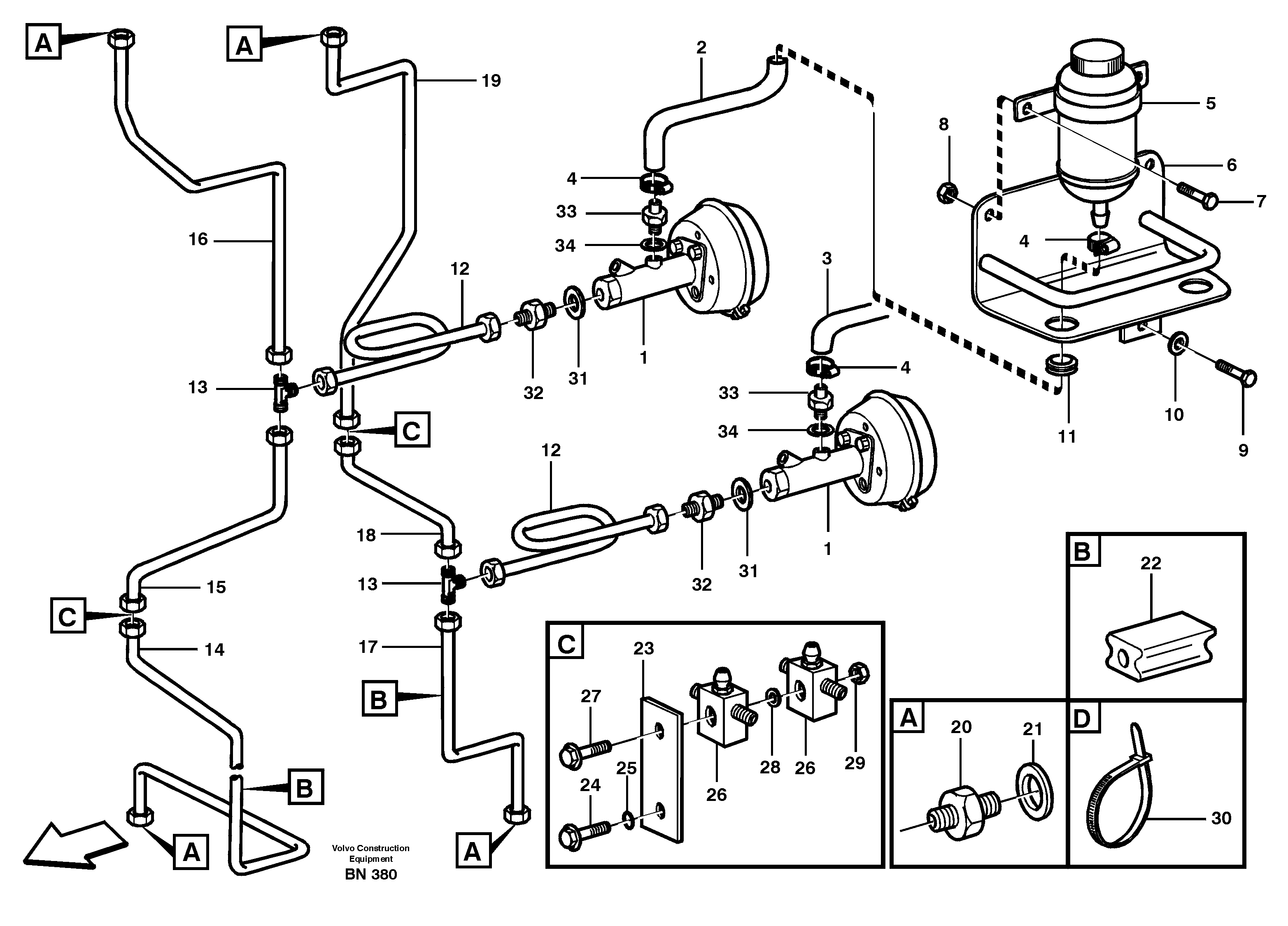 Схема запчастей Volvo A25C - 73877 Hydraulic brake-system, Tractor A25C