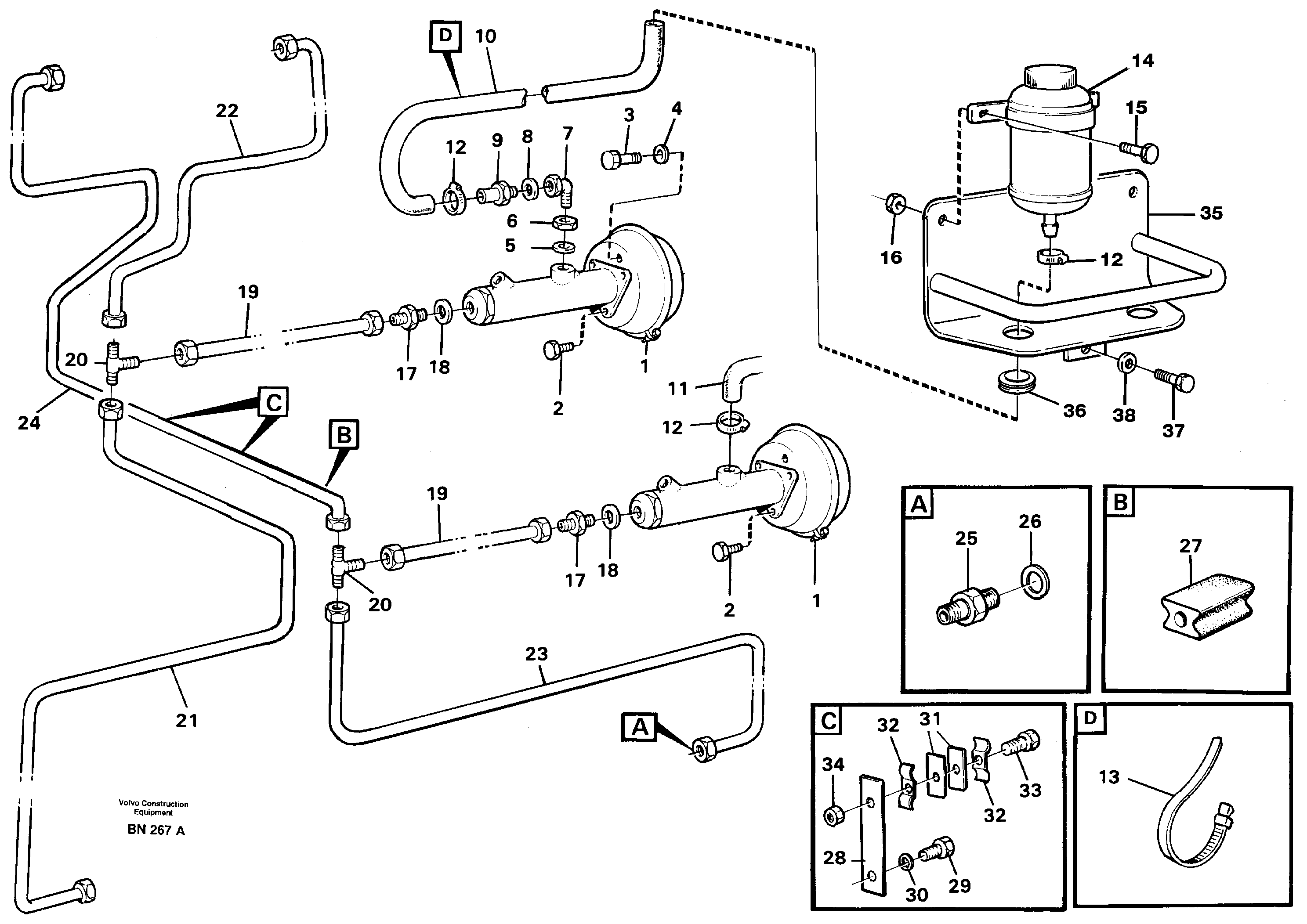 Схема запчастей Volvo A25C - 76567 Hydraulic brake-system, Tractor A25C