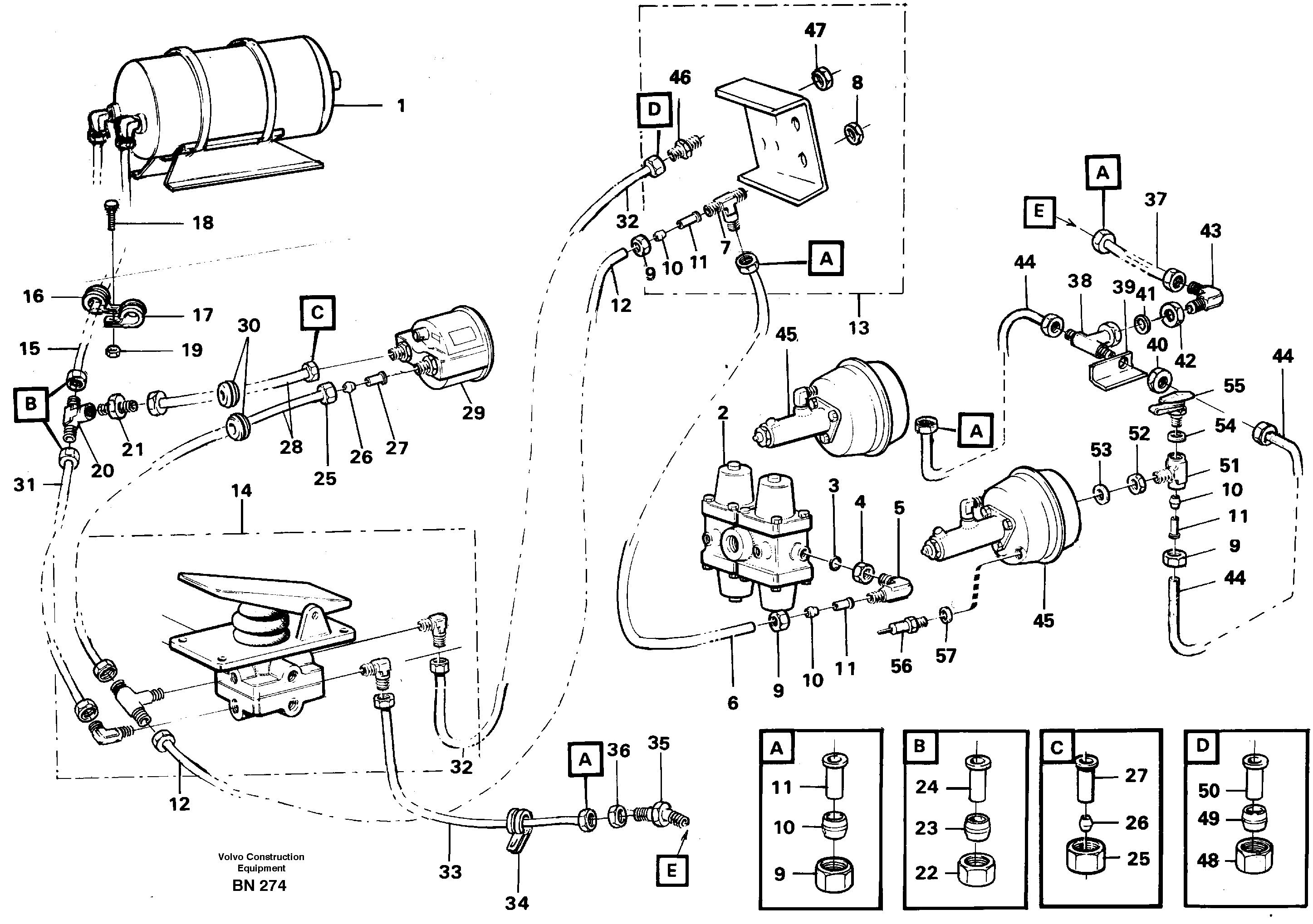 Схема запчастей Volvo A25C - 64291 Brake system tractor A25C