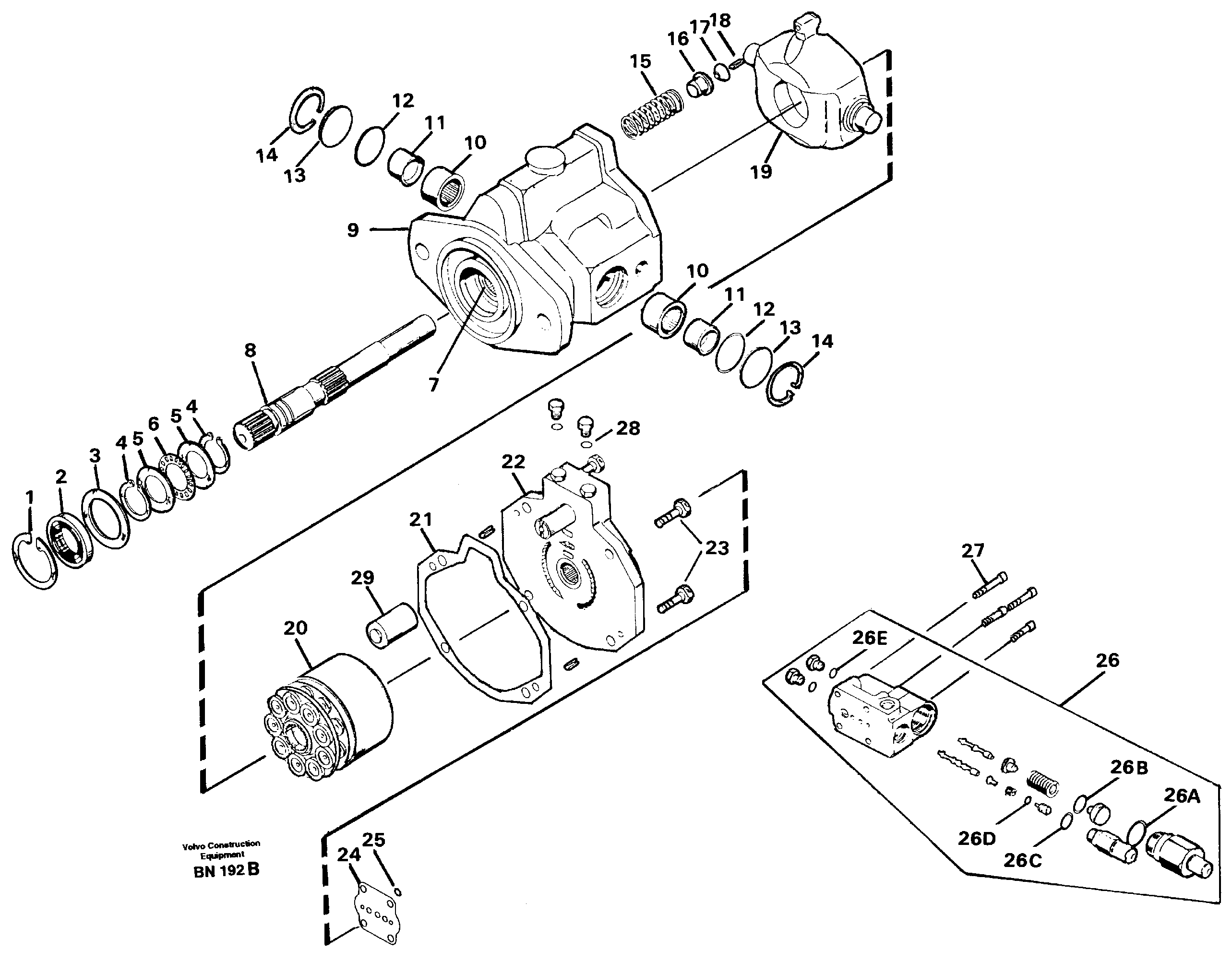 Схема запчастей Volvo A25C - 23624 Piston pump A25C