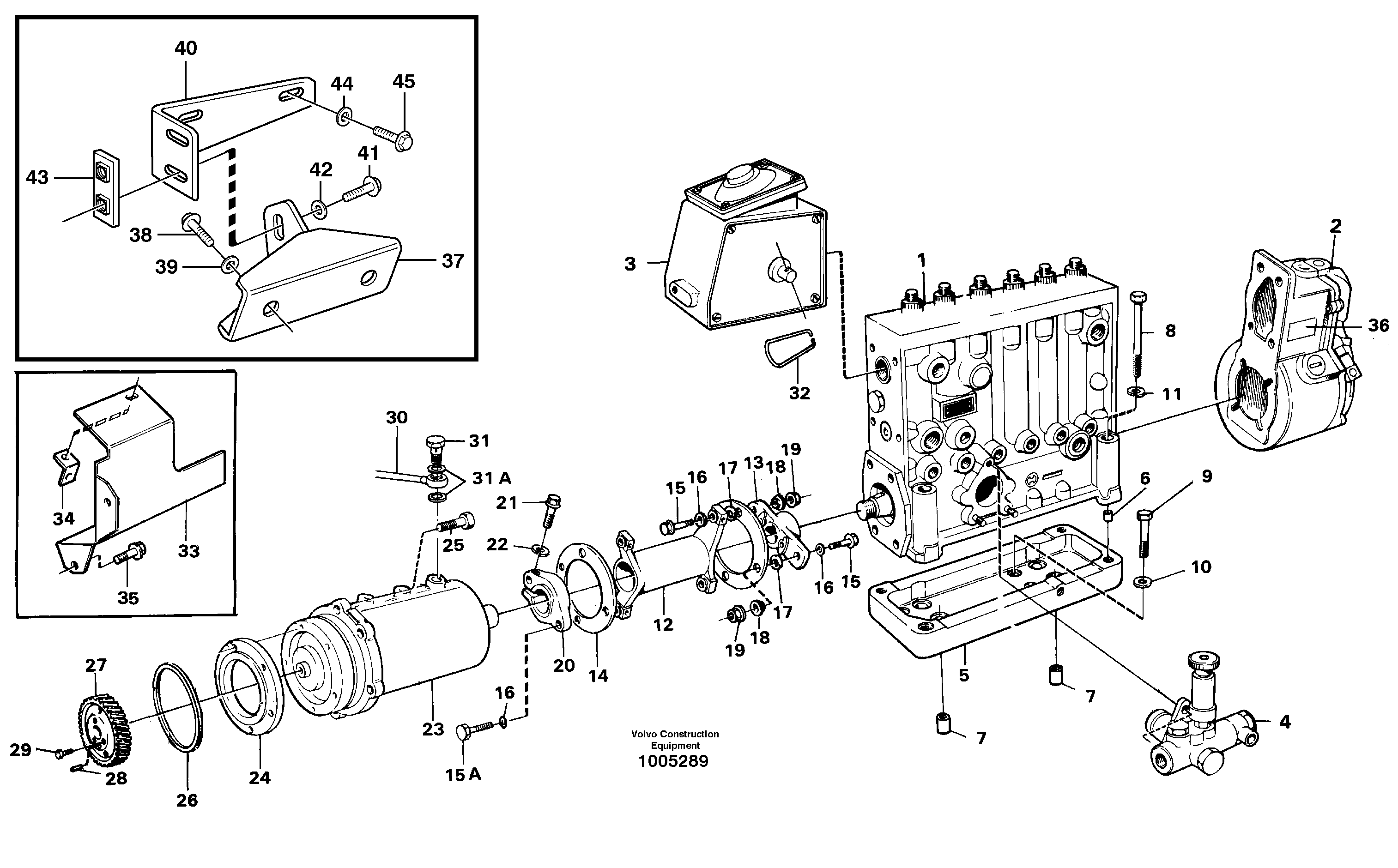Схема запчастей Volvo A25C - 36342 Fuel injection pump with fitting parts A25C