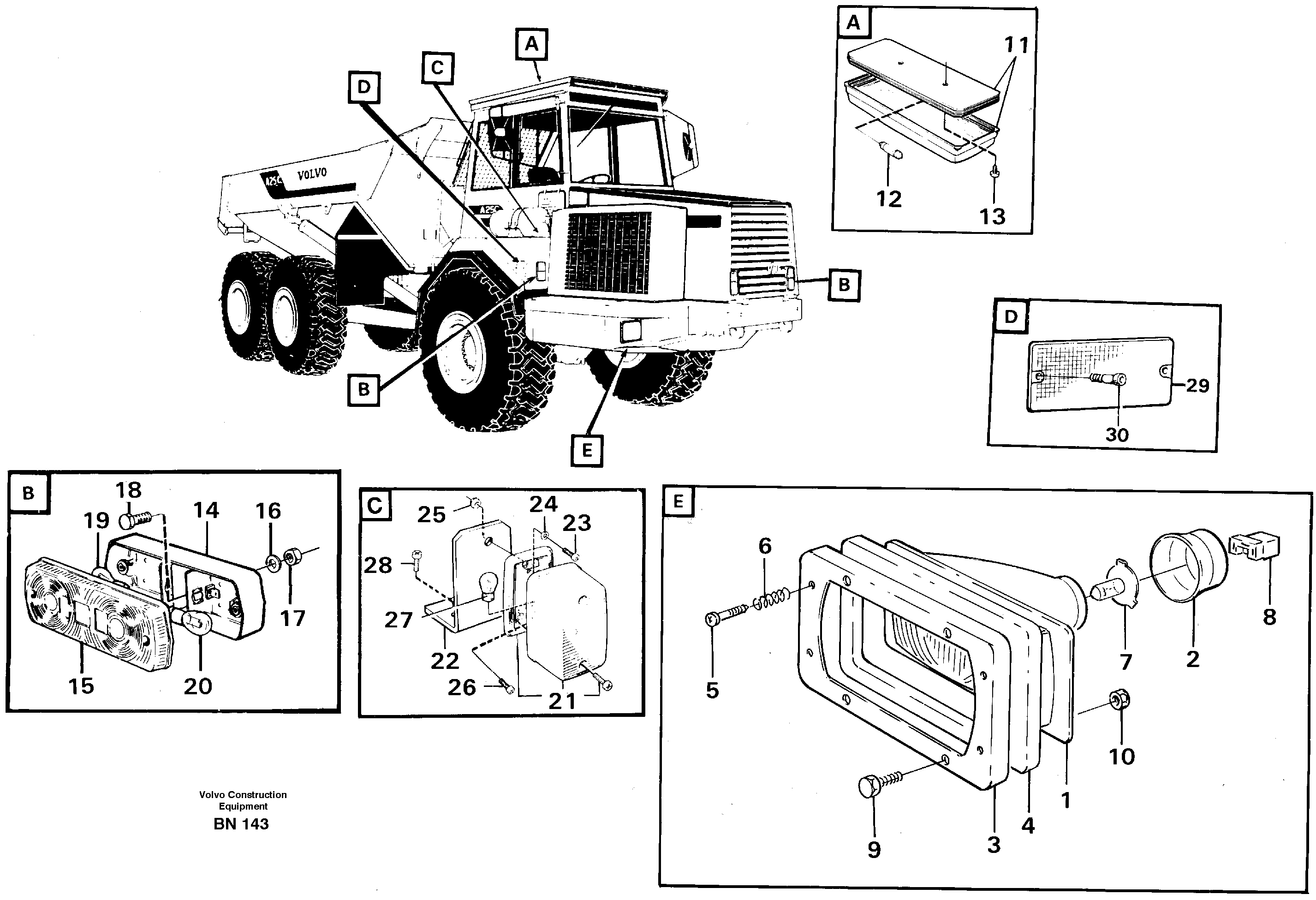Схема запчастей Volvo A25C - 76593 Front lighting A25C