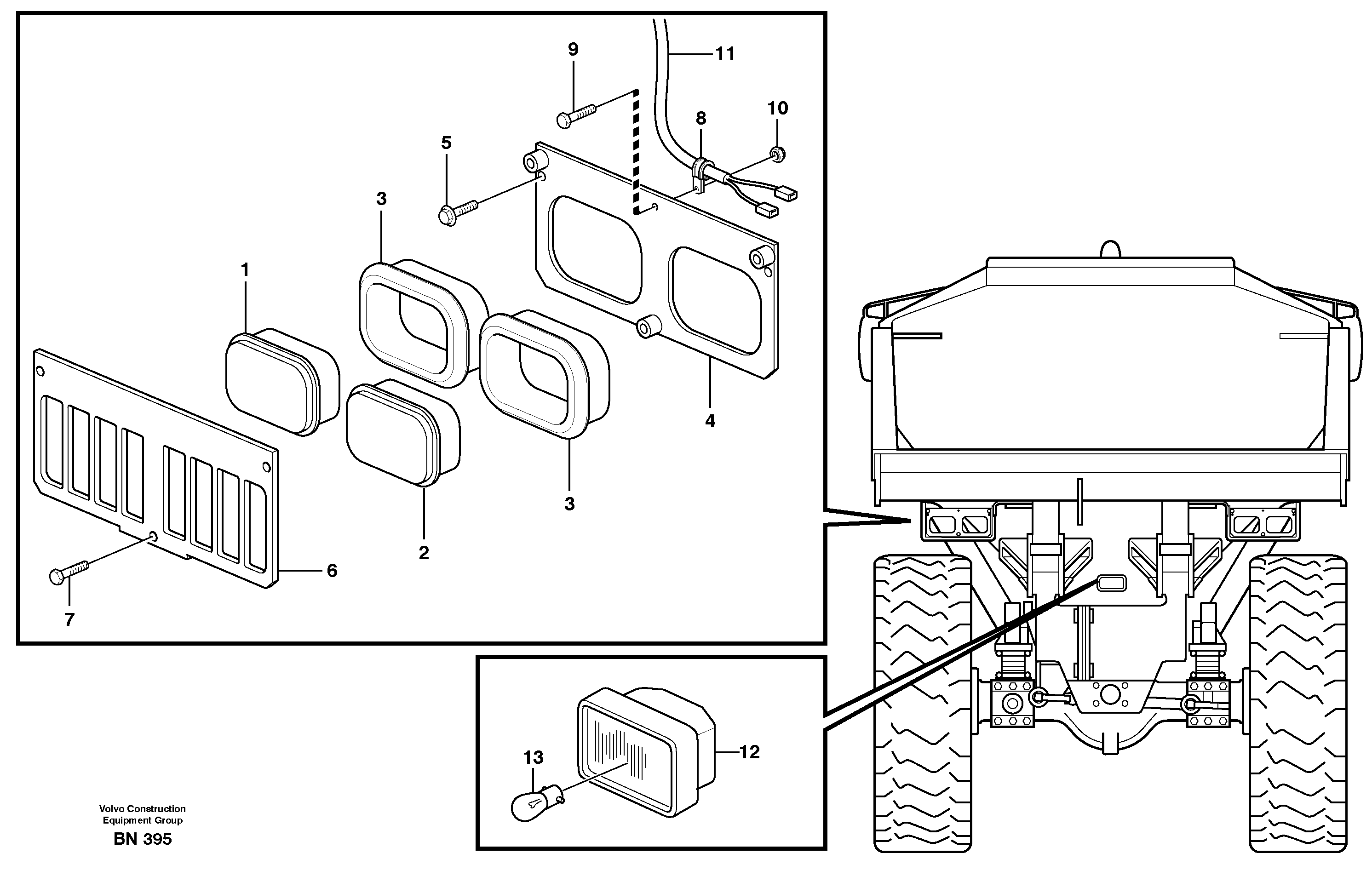 Схема запчастей Volvo A25C - 100456 Lighting, rear A25C